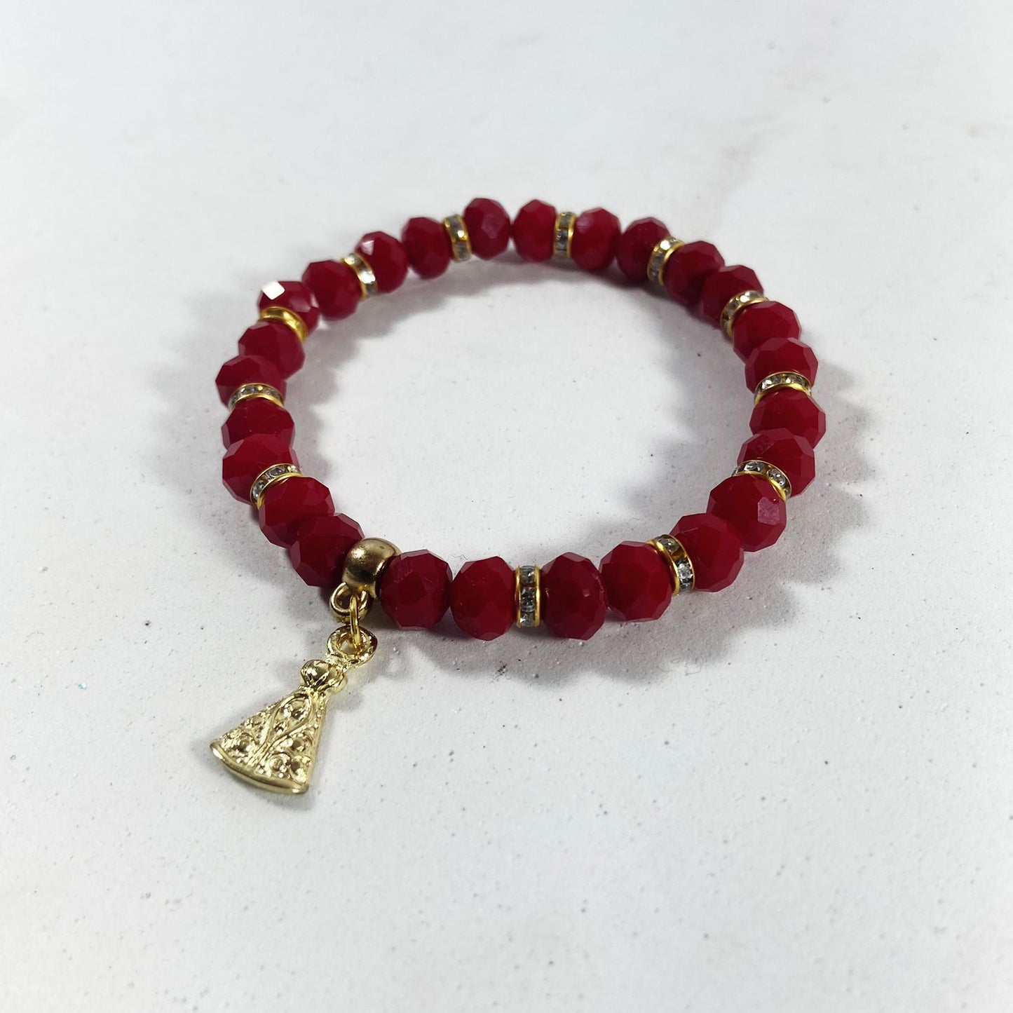 PULSEIRA CRISTAL VERMELHA NOSSA SENHORA APARECIDA (06 UNIDADES)