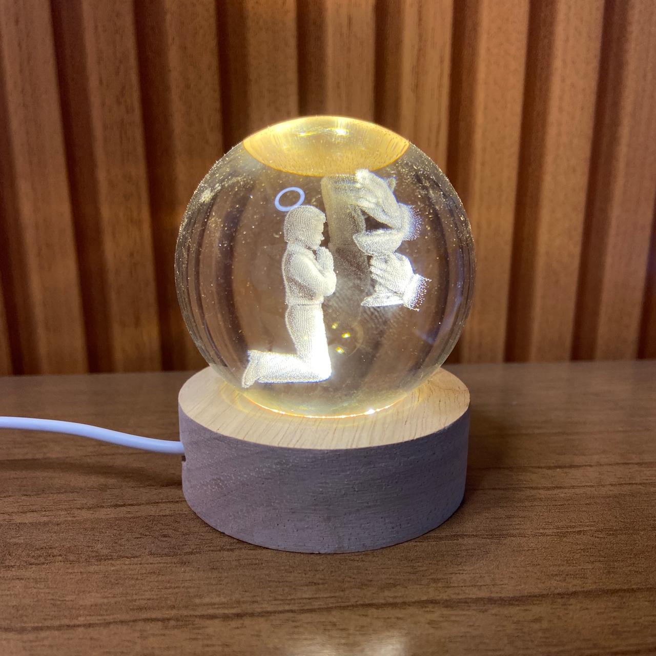 LUMINÁRIA LED BOLA DE VIDRO PRIMEIRA EUCARISTIA MENINO (1 UNIDADE)