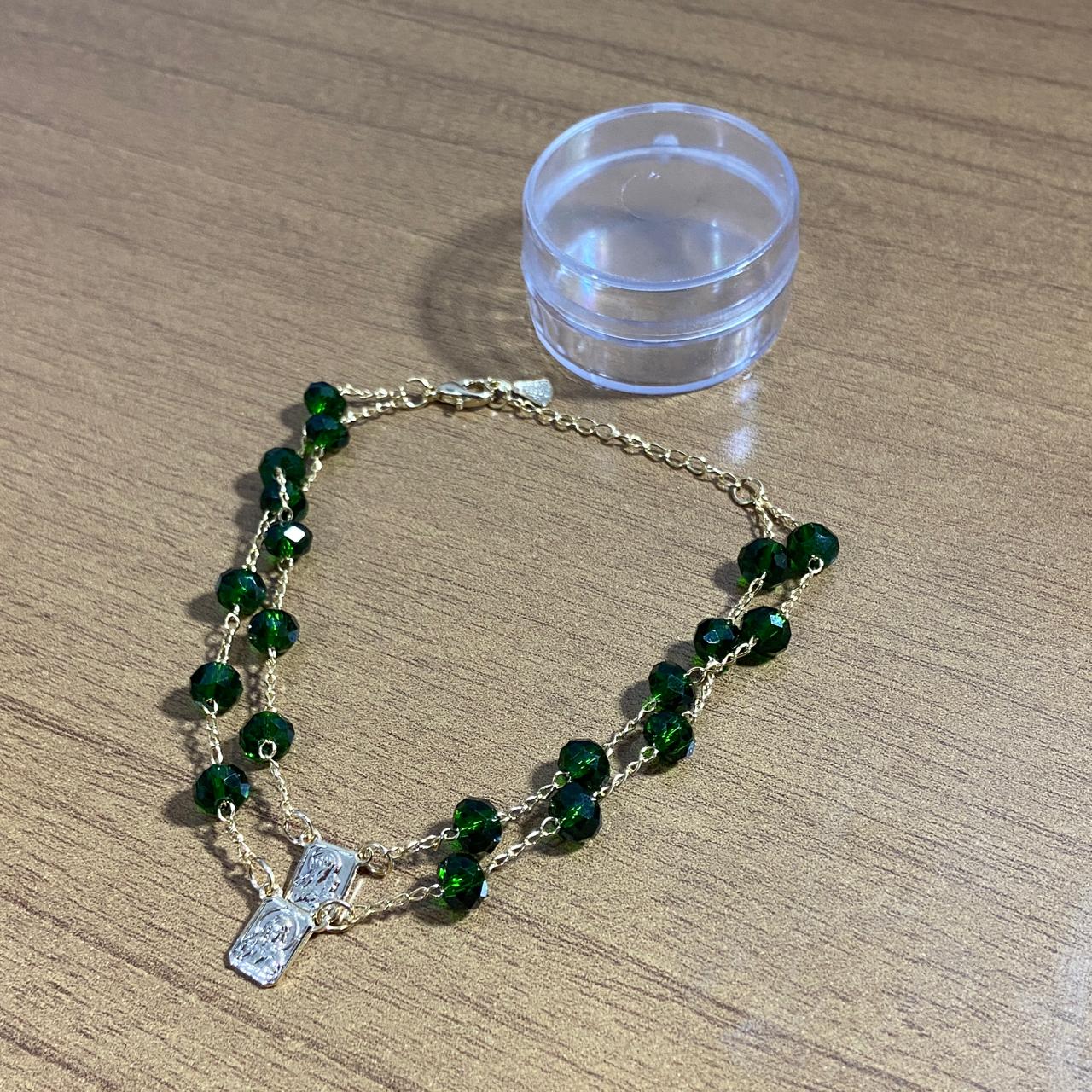 PULSEIRA ESCAPULARIO CRISTAL VERDE (3 UNIDADES)