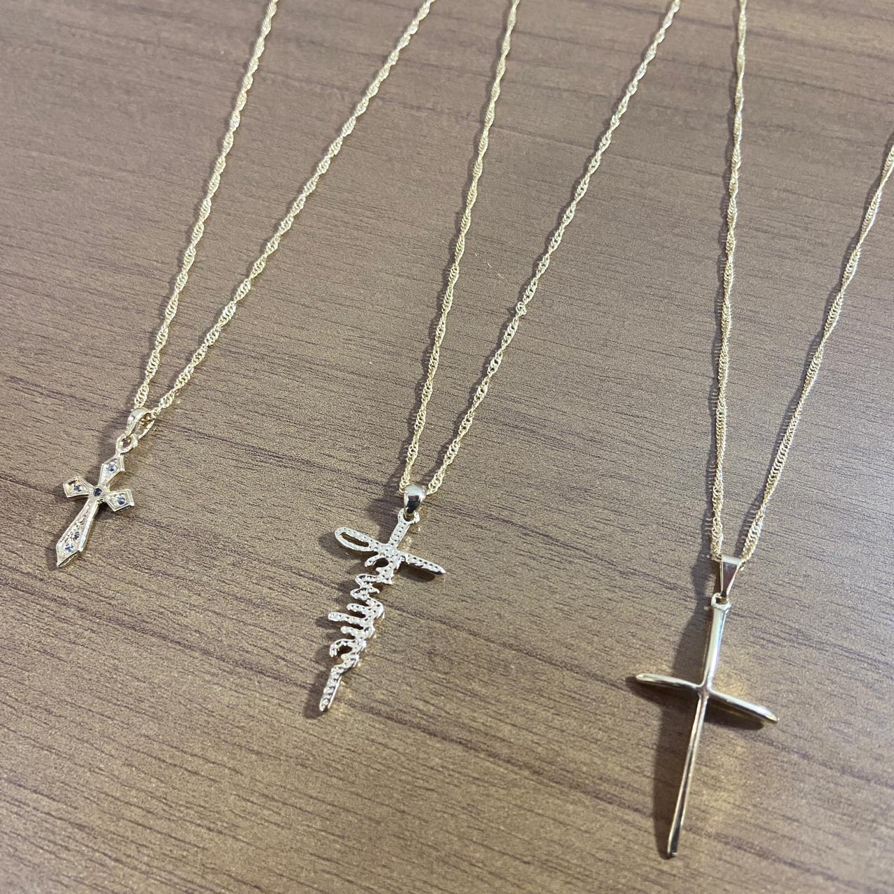 CORRENTE DOURADA CRUZ MODELOS SORTIDOS MOD2 (3 UNIDADES)