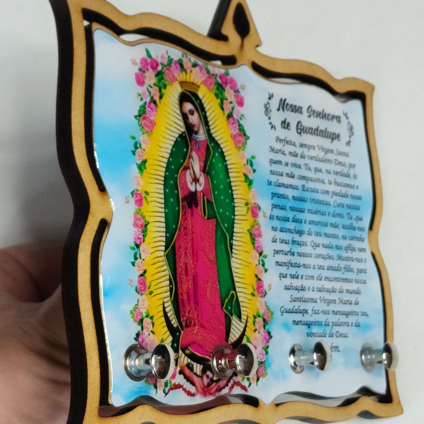 PORTA CHAVE RESINADO NOSSA SENHORA DE GUADALUPE 14CM (1 UNIDADE)