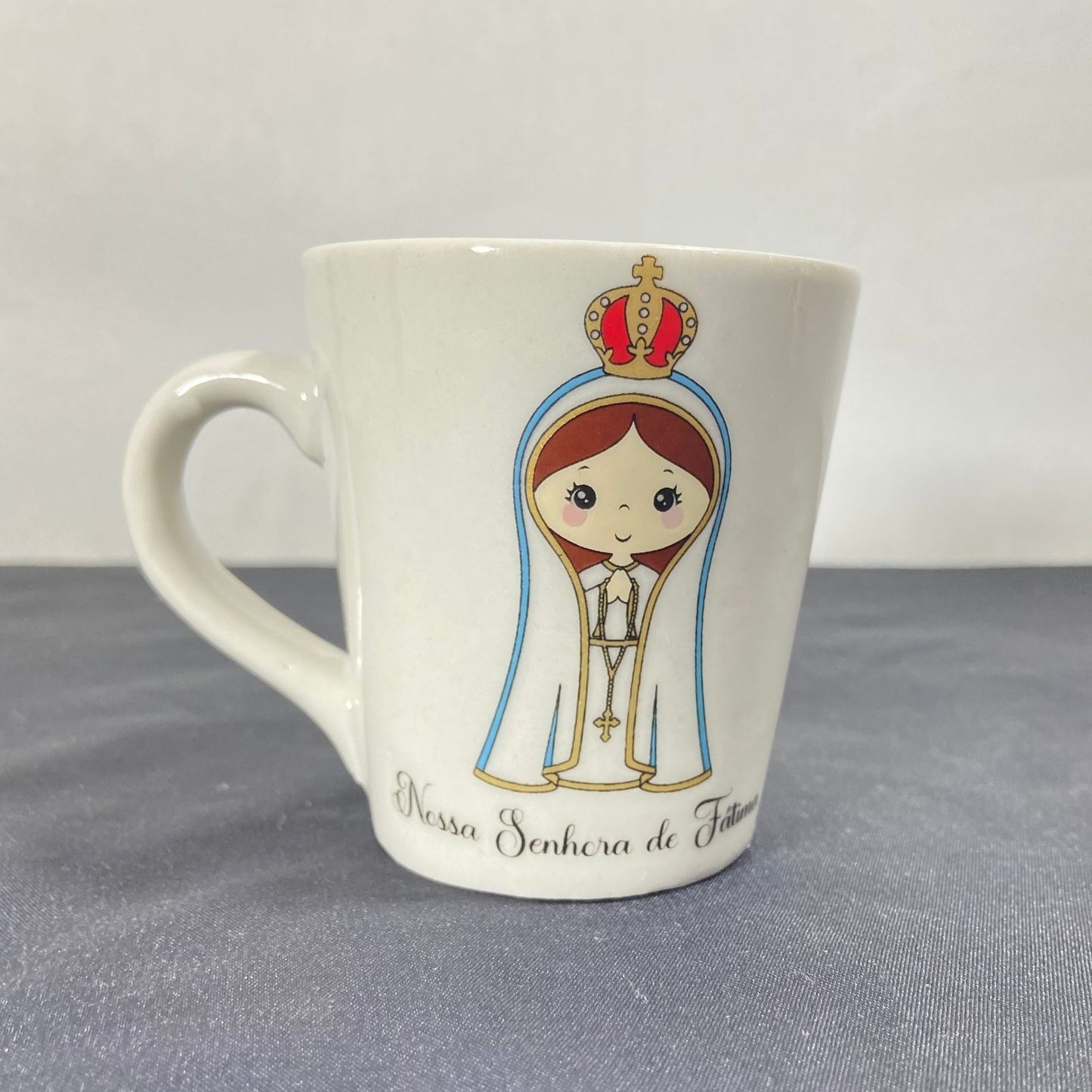 XÍCARA BRANCA NOSSA SENHORA DE FÁTIMA (1 UNIDADE)