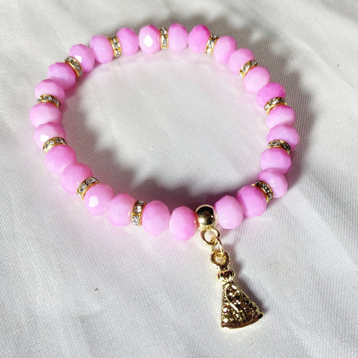 PULSEIRA CRISTAL ROSA NOSSA SENHORA APARECIDA (06 UNIDADES)