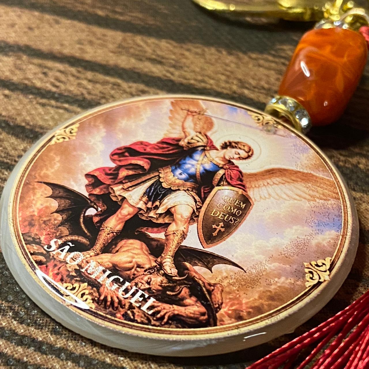 CHAVEIRO LUXO MEDALHA RESINADA SÃO MIGUEL ARCANJO (1 UNIDADE)