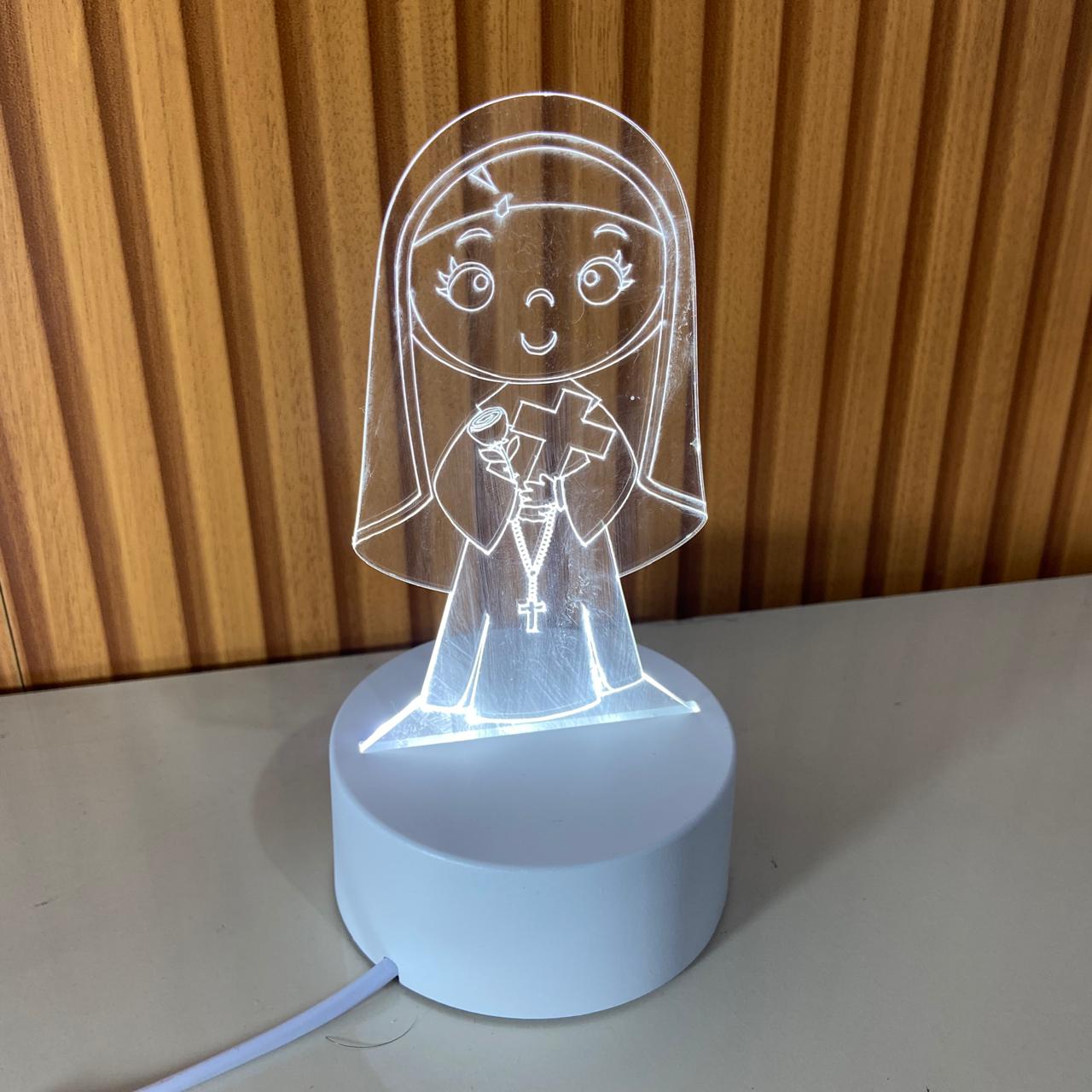 ABAJUR COM LED SANTA RITA INFANTIL 18CM (1 UNIDADE)
