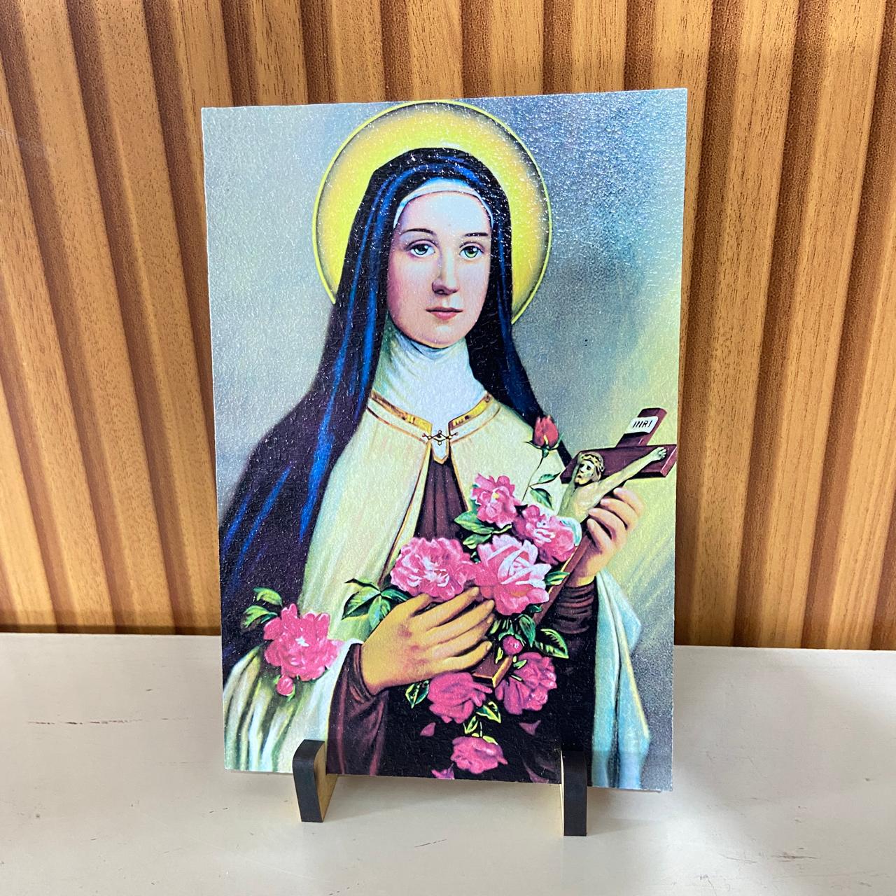 PLAQUINHA DE MESA MDF RESINADO SANTA TERESINHA 19CM x 13CM (1 UNIDADE)