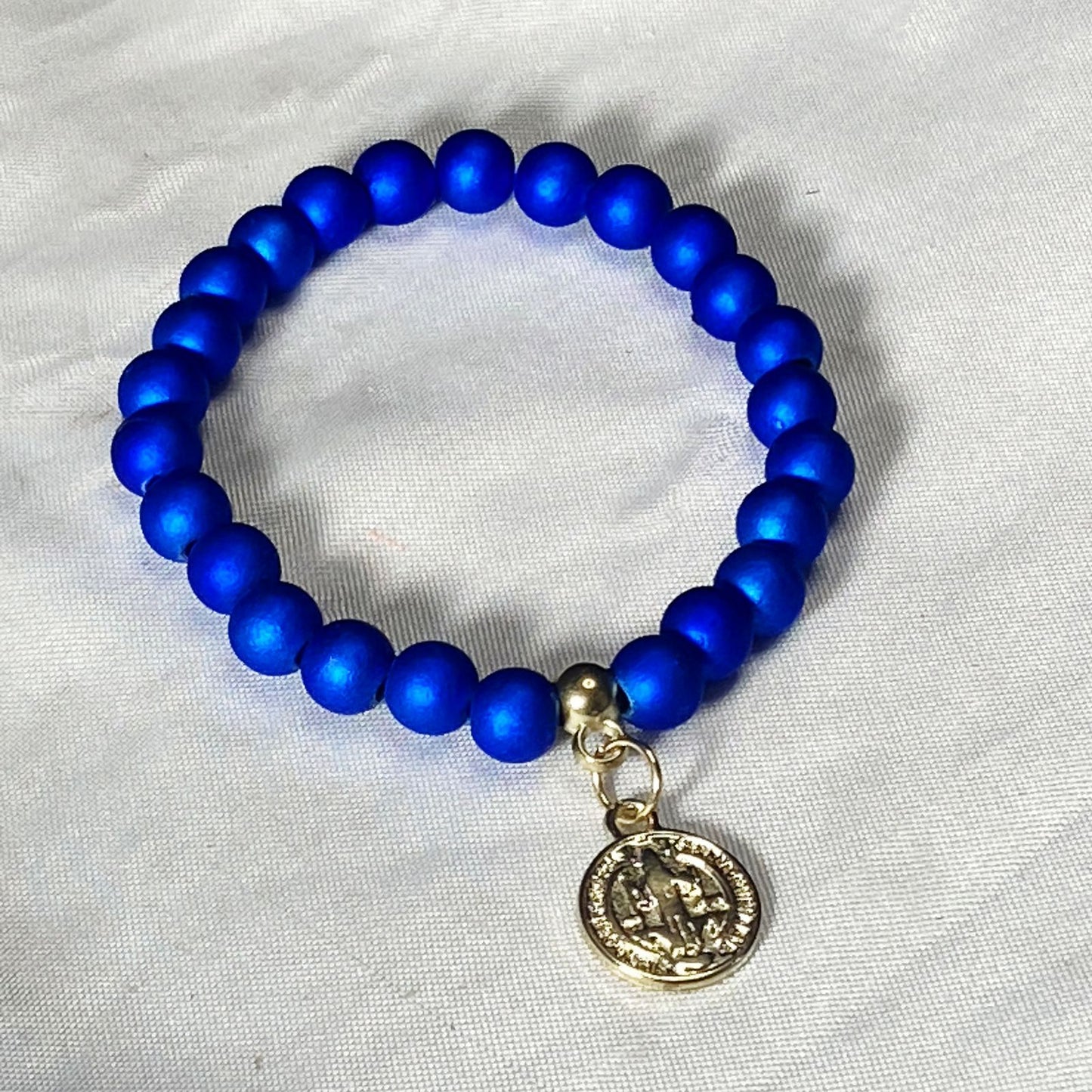 PULSEIRA PÉROLA AZUL MEDALHA SÃO BENTO (03 UNIDADES)