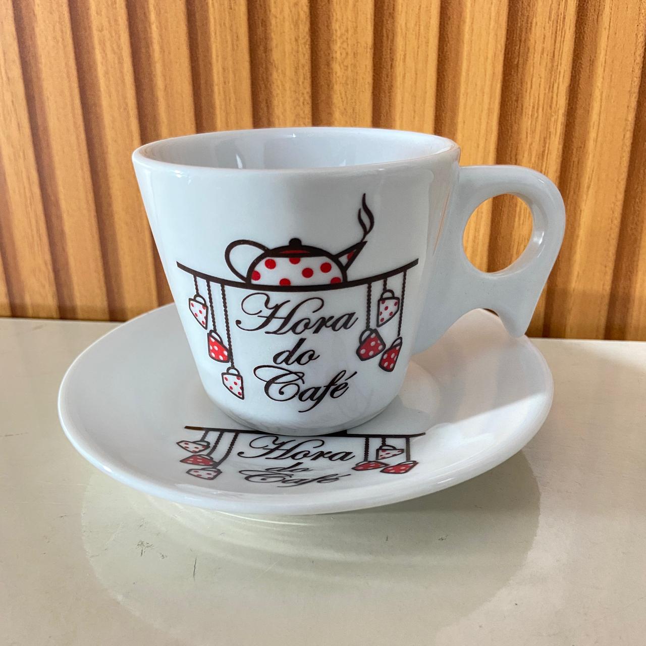XÍCARA COM PIRES HORA DO CAFÉ 200ML (1 UNIDADE)