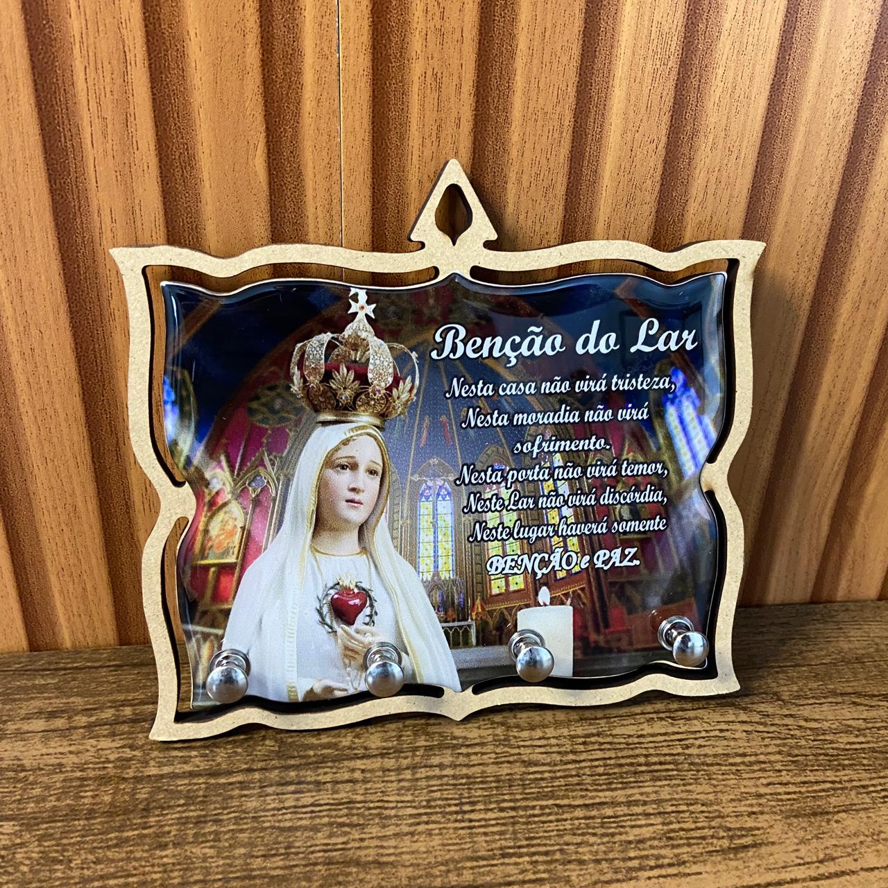 PORTA CHAVE RESINADO NOSSA SENHORA DE FÁTIMA MOD3 14CM (1 UNIDADE)