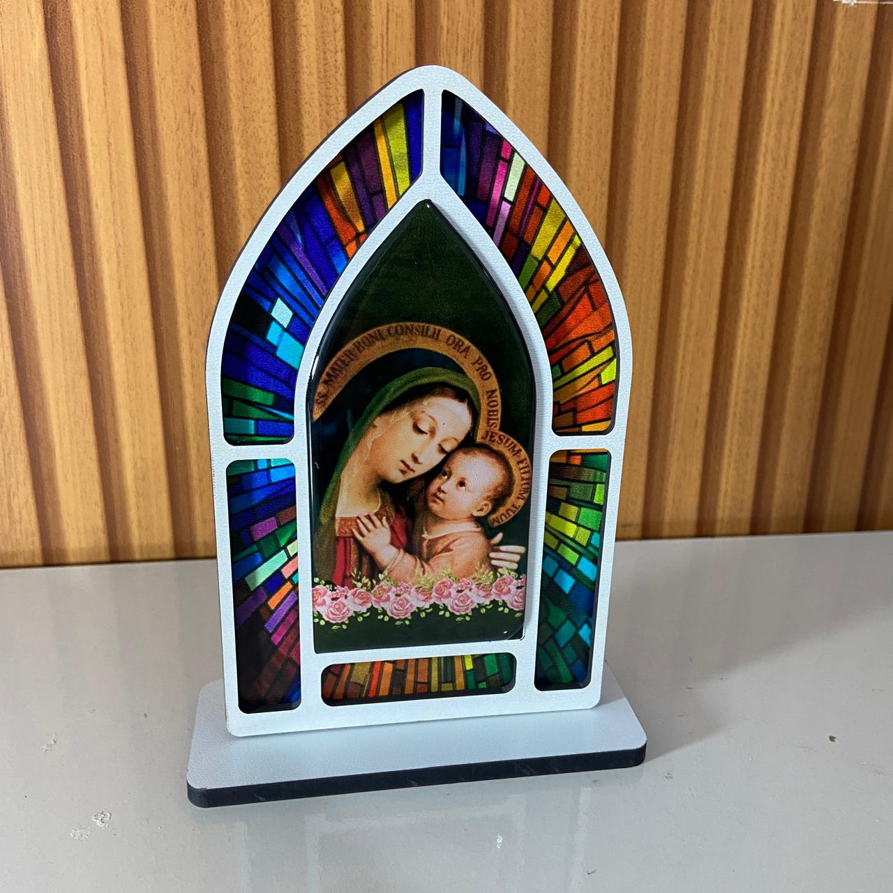 CAPELA MDF VITRAL NOSSA SENHORA DO BOM CONSELHO 18CM (1 UNIDADE)