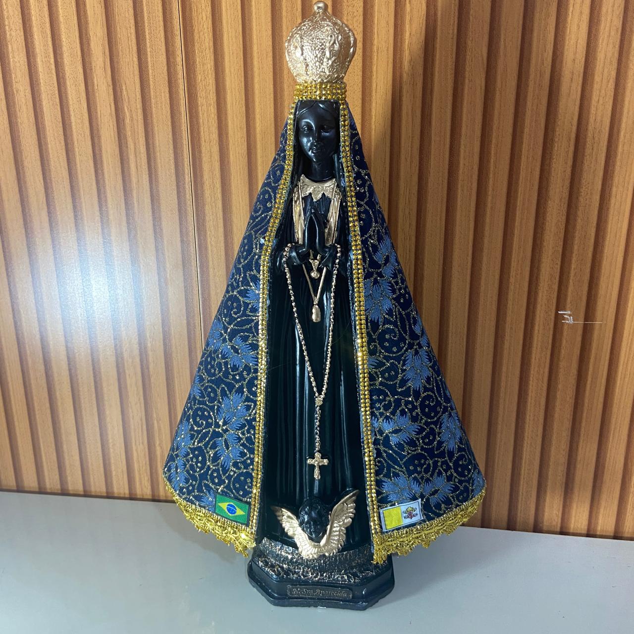 IMAGEM DE GESSO NOSSA SENHORA APARECIDA COM MANTO 45CM (1 UNIDADE)