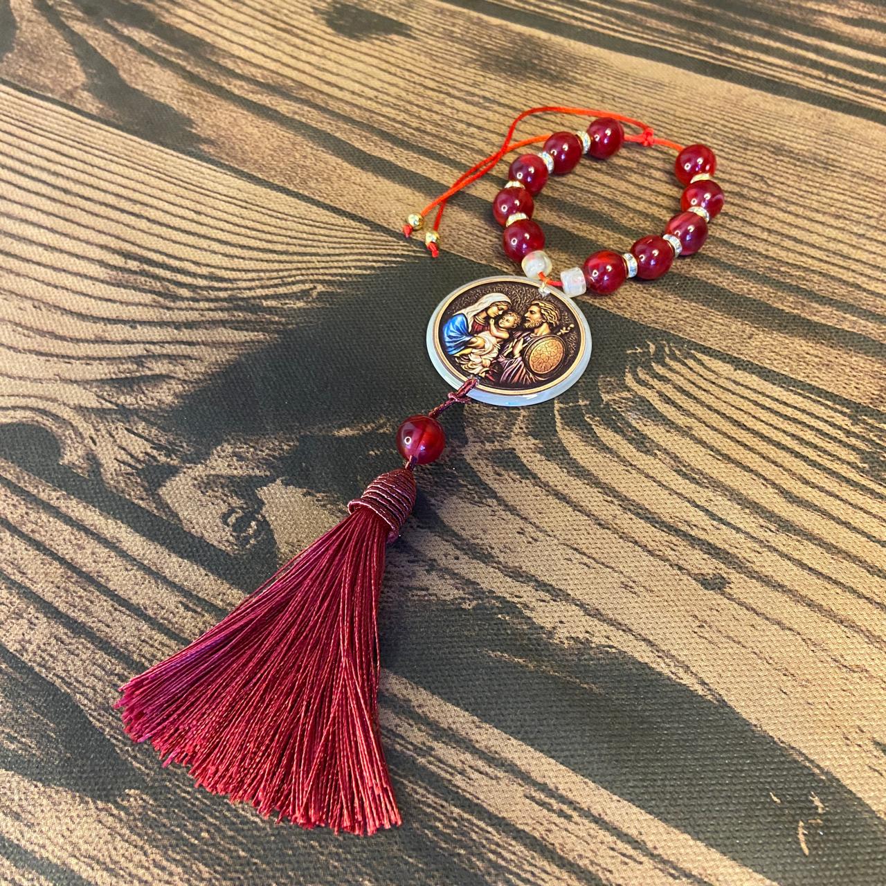 DEZENA PEDRARIAS MEDALHÃO DE RESINADO SAGRADA FAMÍLIA 17MM (1 UNIDADE)