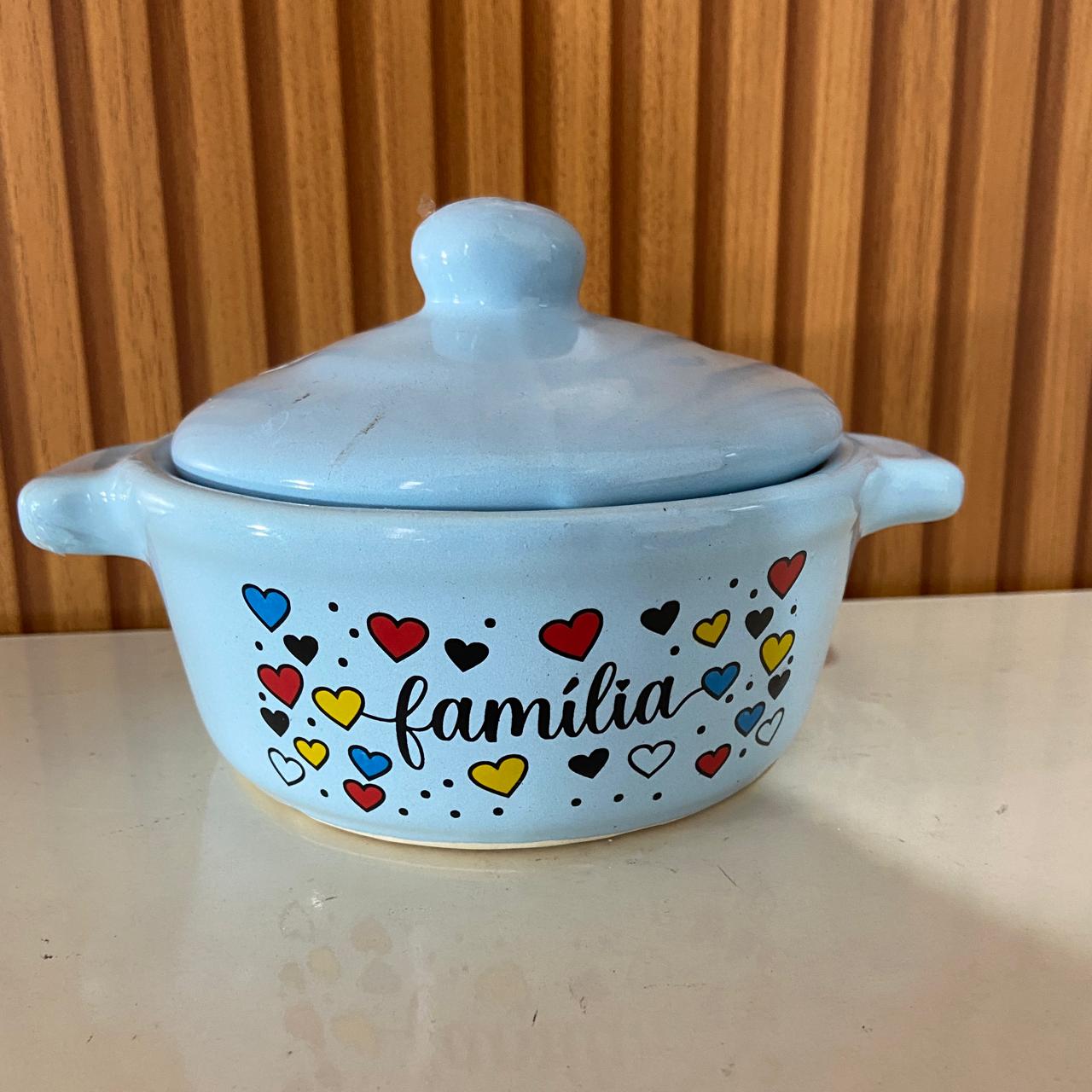 PANELINHA DE PORCELANA AZUL FAMÍLIA (1 UNIDADE)