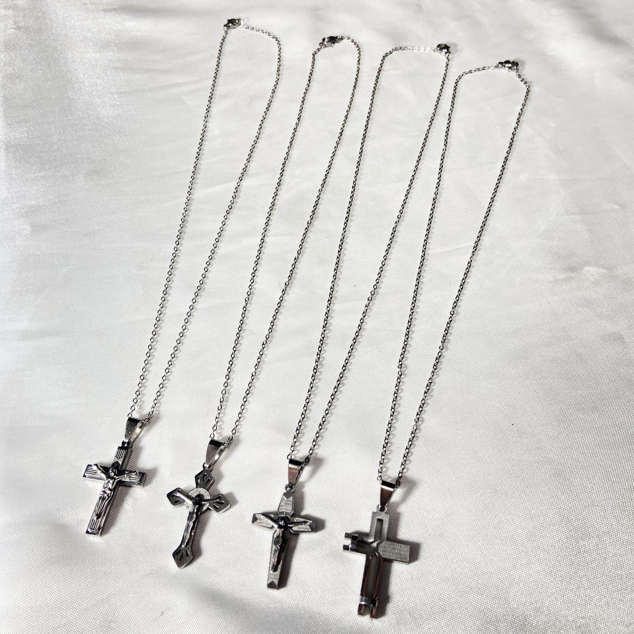 CORRENTE AÇO INOX CRUCIFIXO MODELOS SORTIDOS (3 UNIDADES)