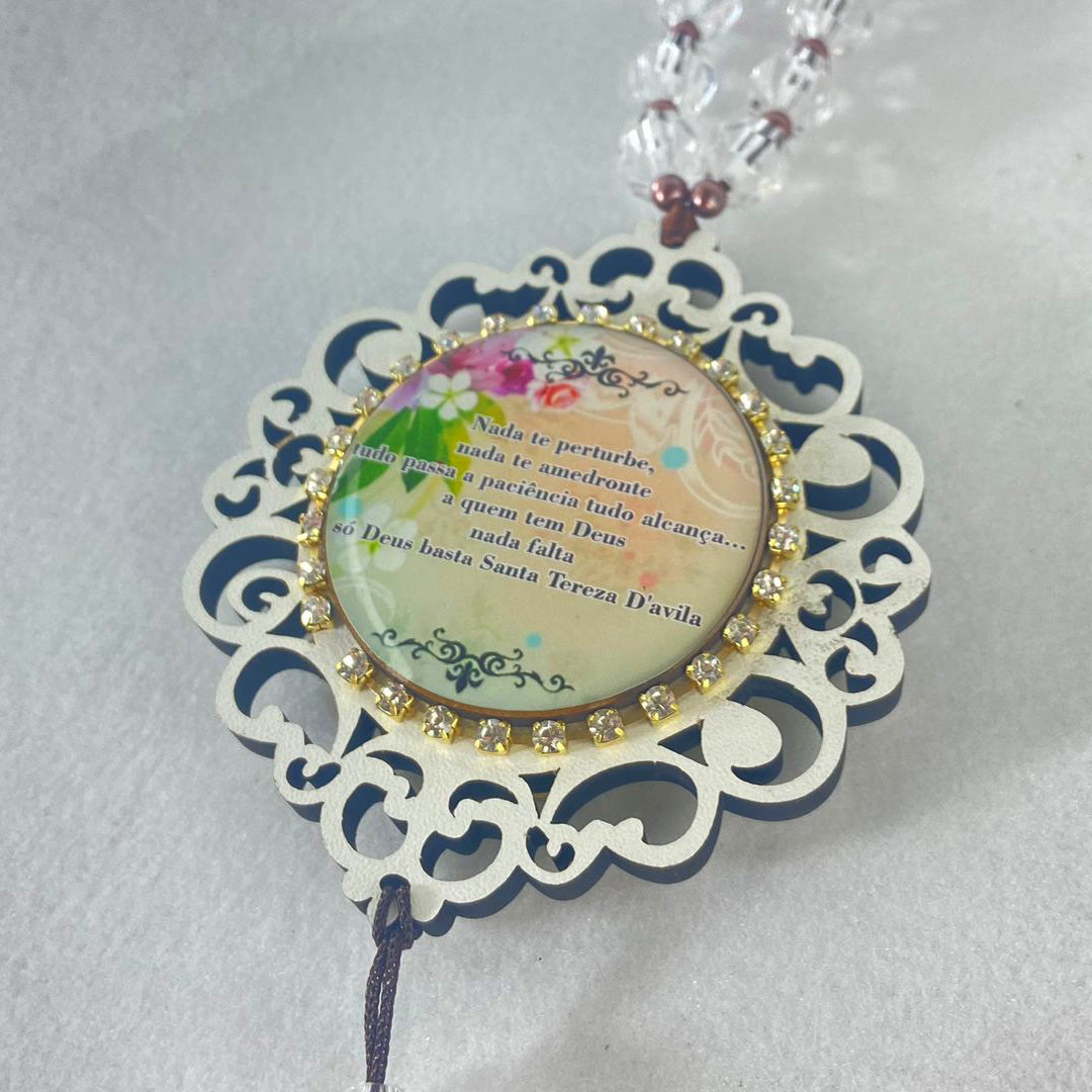 MEDALHÃO DE PORTA RESINADO COM STRASS SANTA TERESA D'AVILA (1 UNIDADE)