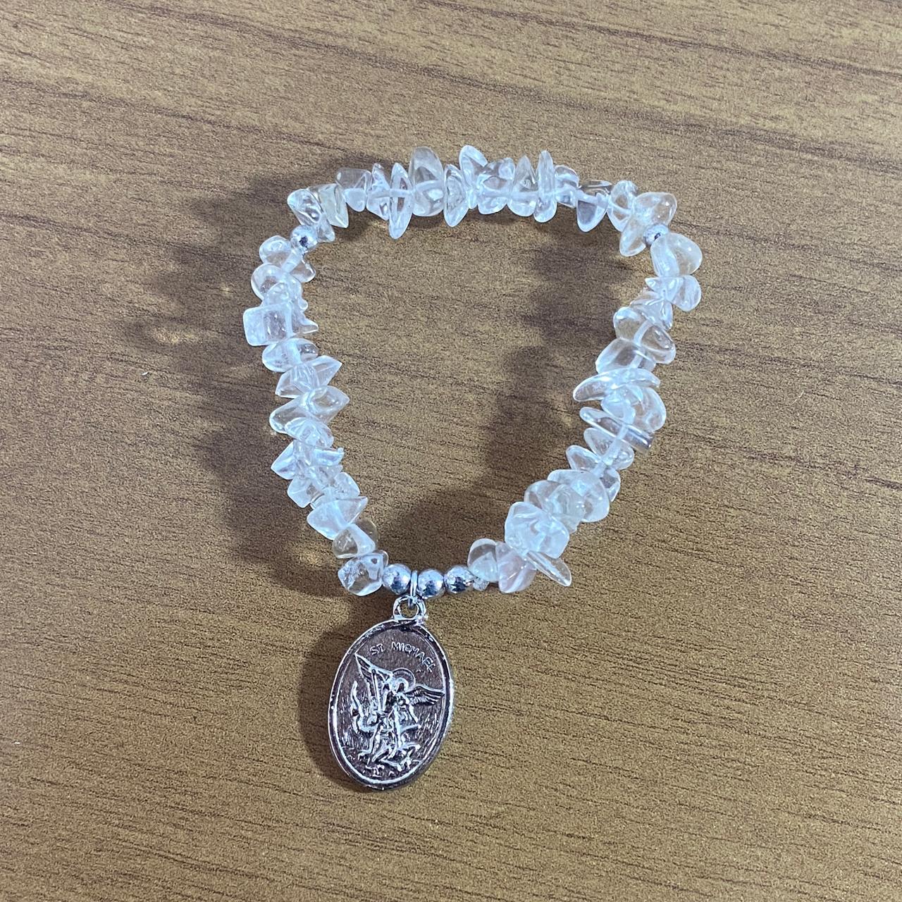 PULSEIRA CRISTAL SÃO MIGUEL ARCANJO E ANJO DA GUARDA ( 1 UNIDADE)