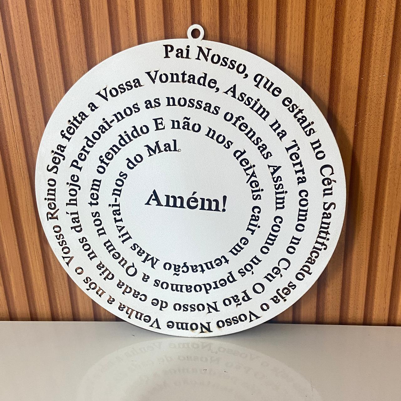 MANDALA MDF BRANCA ORAÇÃO DO PAI NOSSO 30CM (1 UNIDADE)