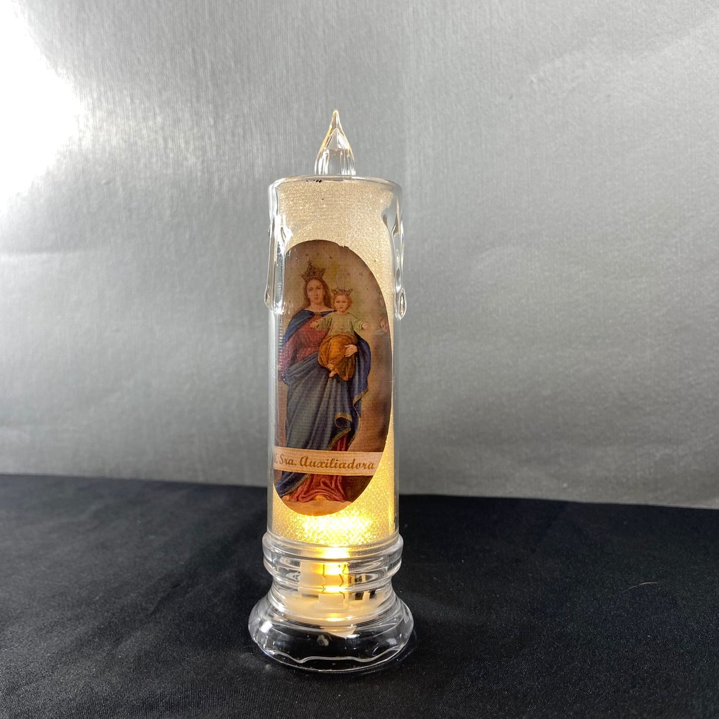 VELA ELETRÔNICA TRANSPARENTE NOSSA SENHORA AUXILIADORA 15CM (1 UNIDADE)