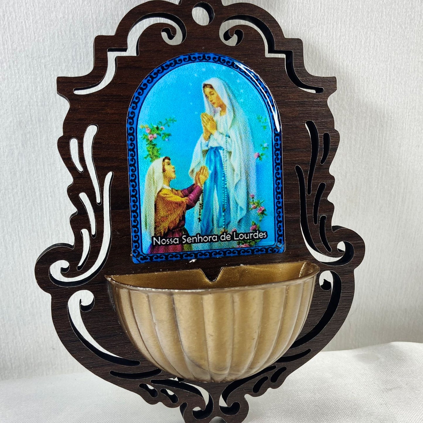 PORTA AGUA BENTA MDF NOSSA SENHORA DE APARECIDA 16CM (1 UNIDADE)