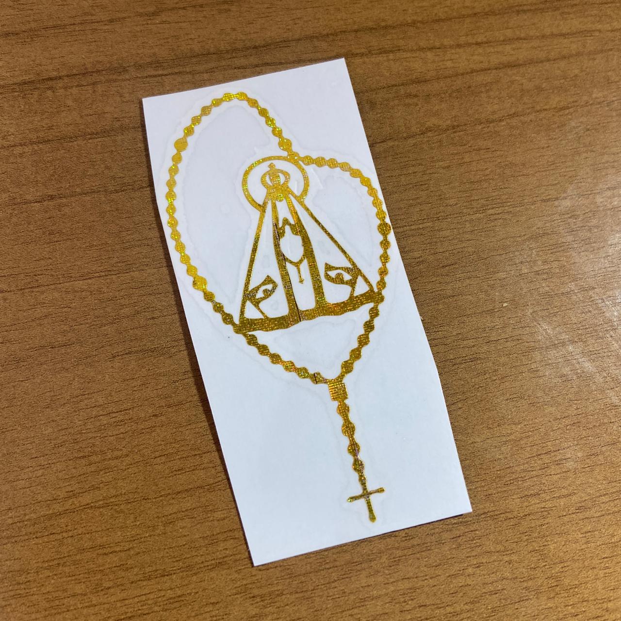 ADESIVO DUPLA FACE TERÇO NOSSA SENHORA APARECIDA DOURADO 10X05 (6 UNIDADES)