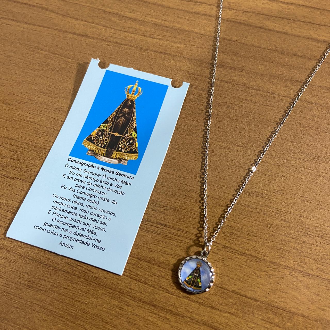 CORRENTE INOX COM MEDALHA RESINADA NOSSA SENHORA APARECIDA (3 UNIDADES)
