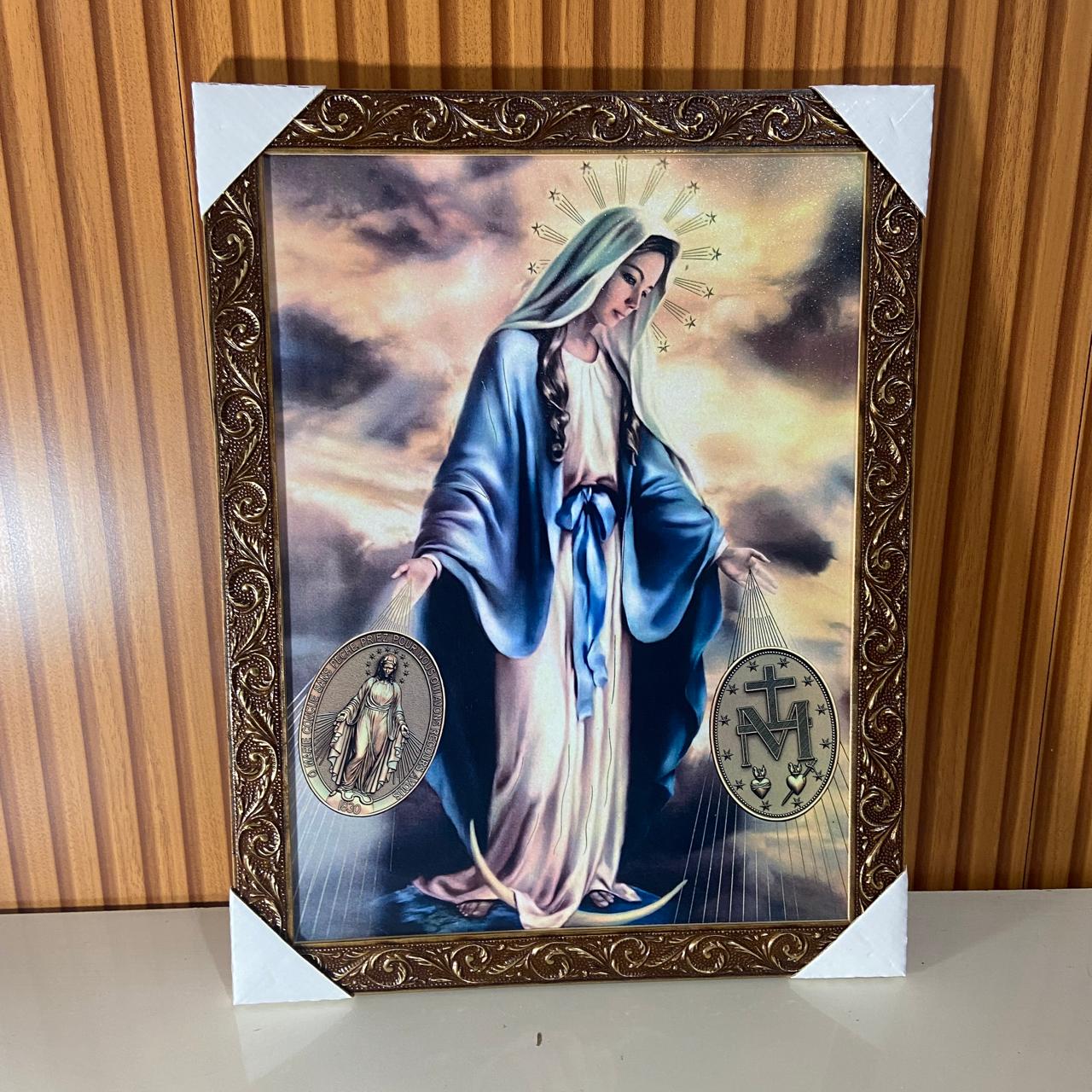 QUADRO COM MOLDURA RESINADO NOSSA SENHORA DAS GRAÇAS 44CMX34CM (1 UNIDADE)