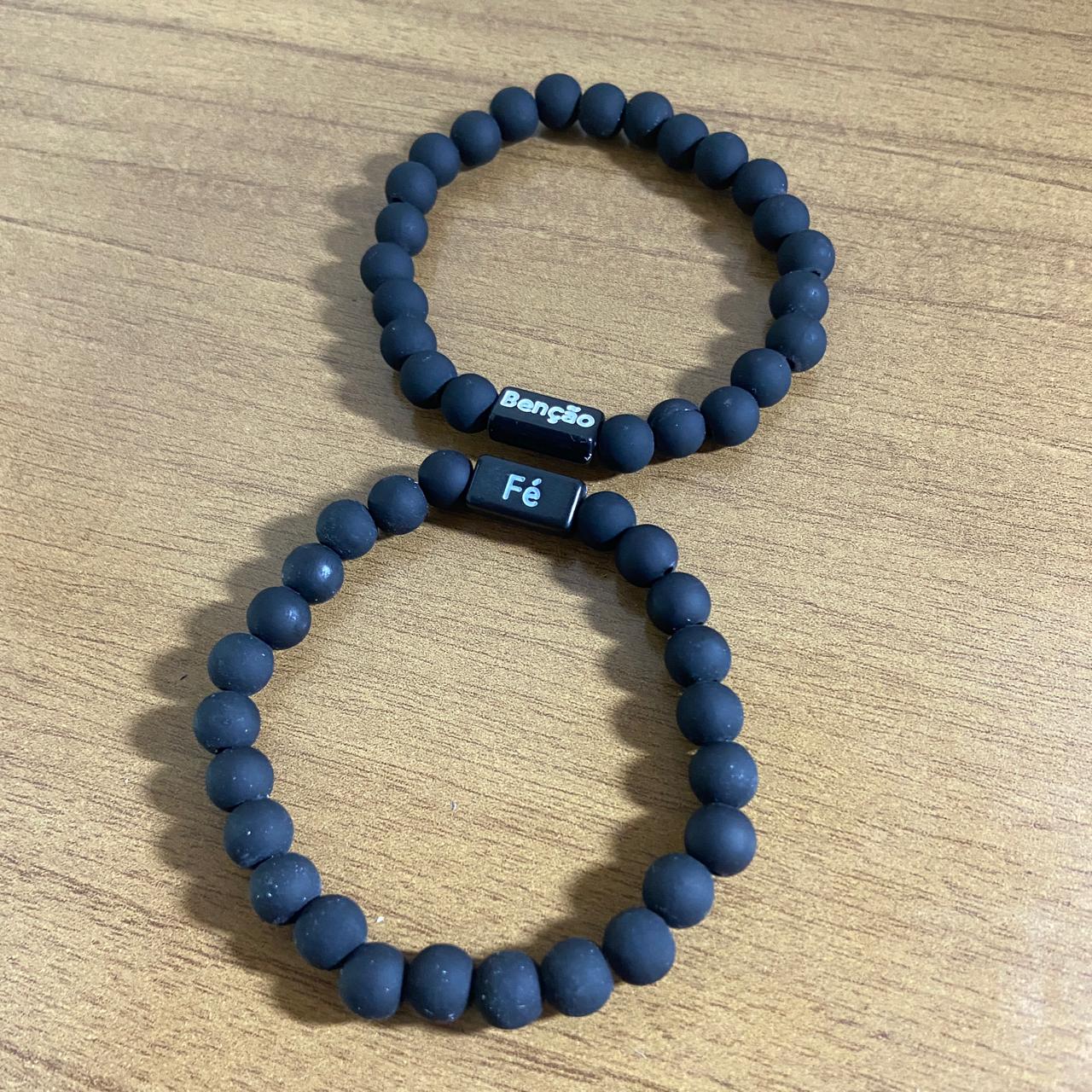 PULSEIRA PRETA BENÇÃO E FÉ (6 UNIDADES)