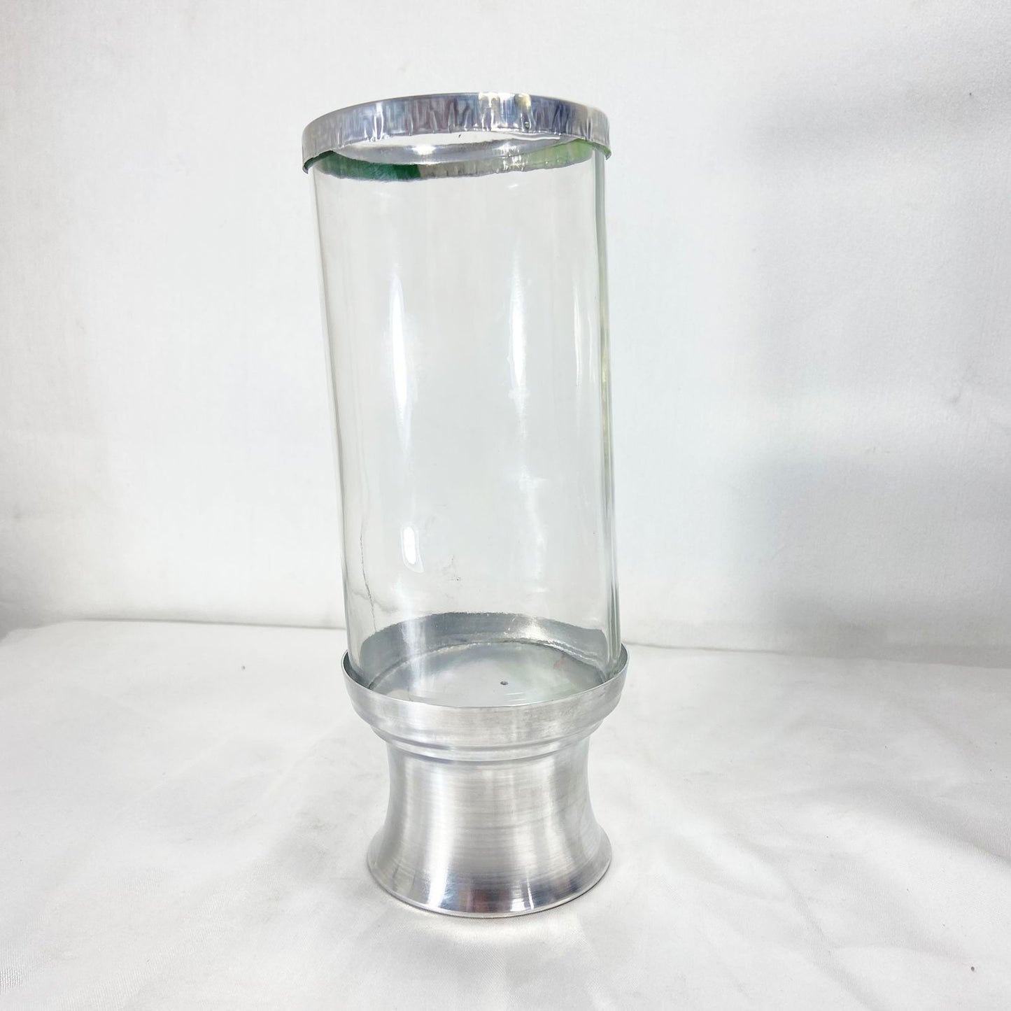 PORTA VELA DE VIDRO TRANSPARENTE COM PEDESTAL 21,5CM (1 UNIDADE)