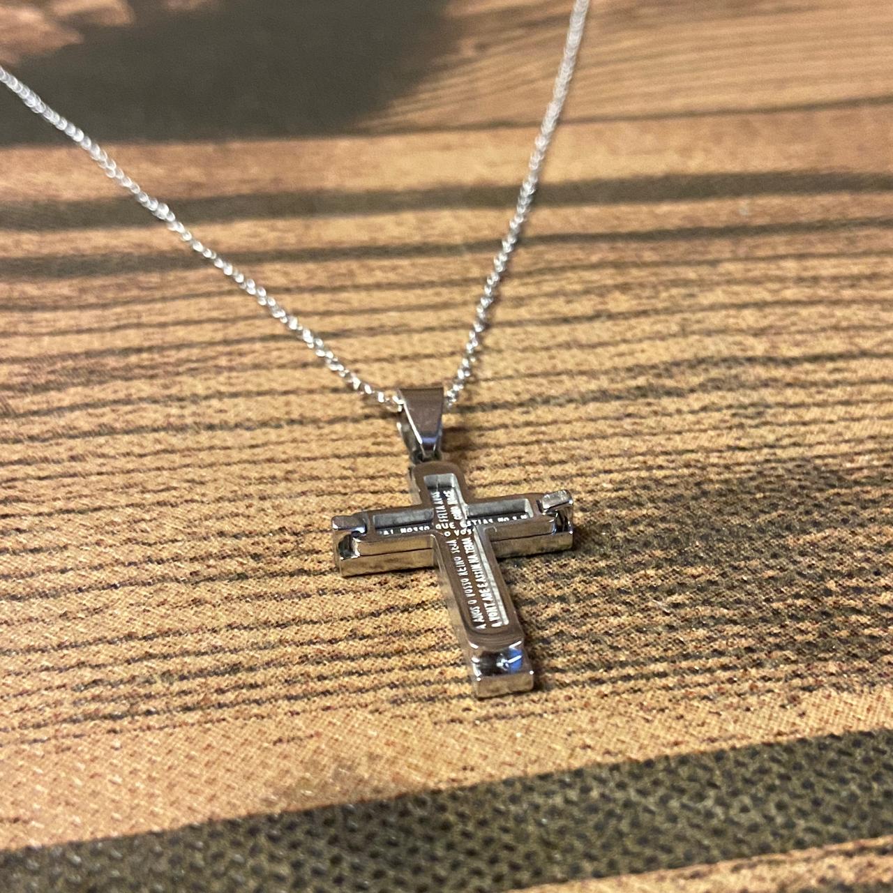 CORRENTE AÇO INOX CRUCIFIXO PAI NOSSO MOD5 (1 UNIDADES)