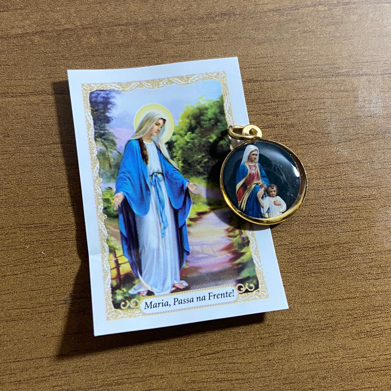 MEDALHA DUPLA FACE MARIA PASSA A FRENTE (12 UNIDADES)