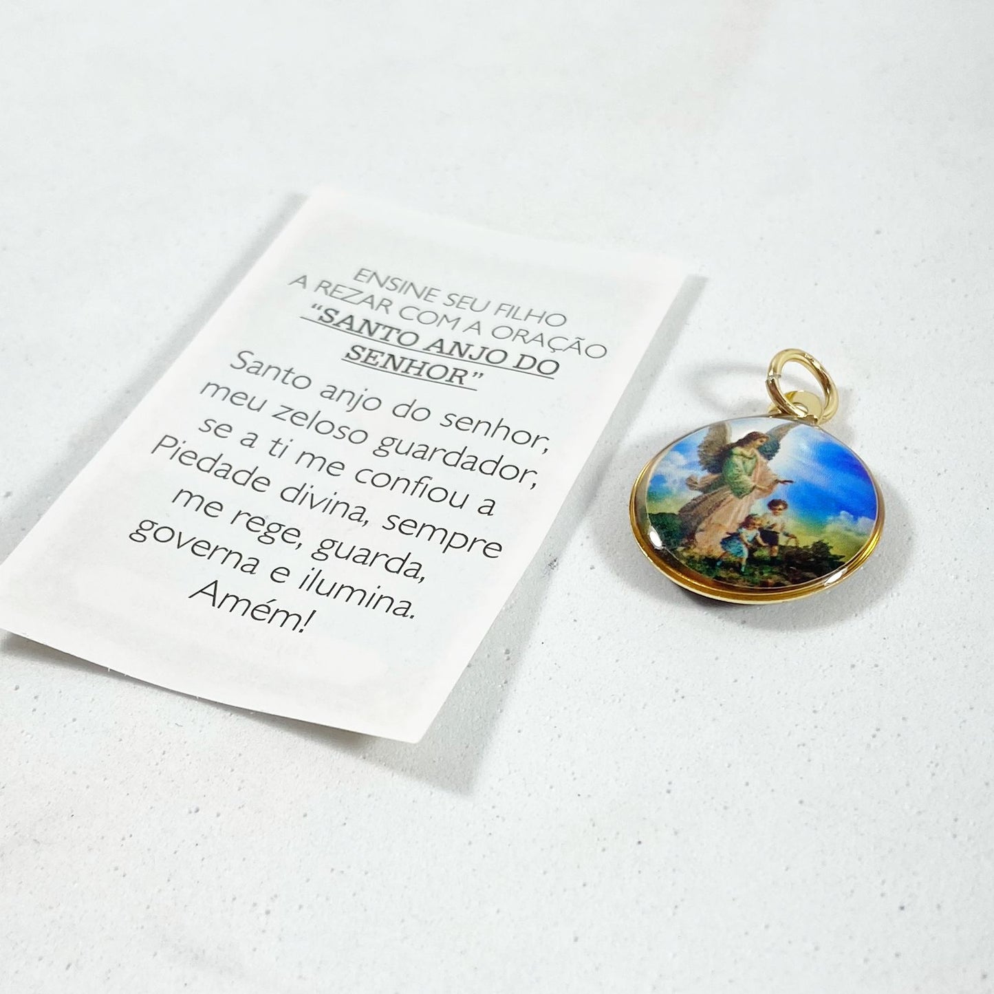 MEDALHA DUPLA FACE ANJO DA GUARDA (12 UNIDADES)
