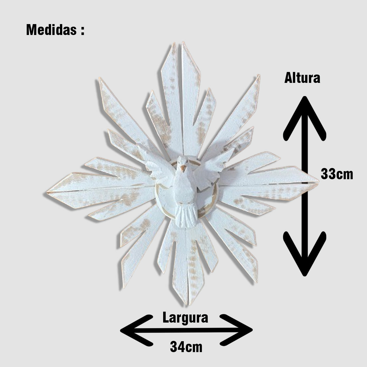 MANDALA MADEIRA BRANCA DIVINO ESPIRITO SANTO 33X33CM (1 UNIDADE)