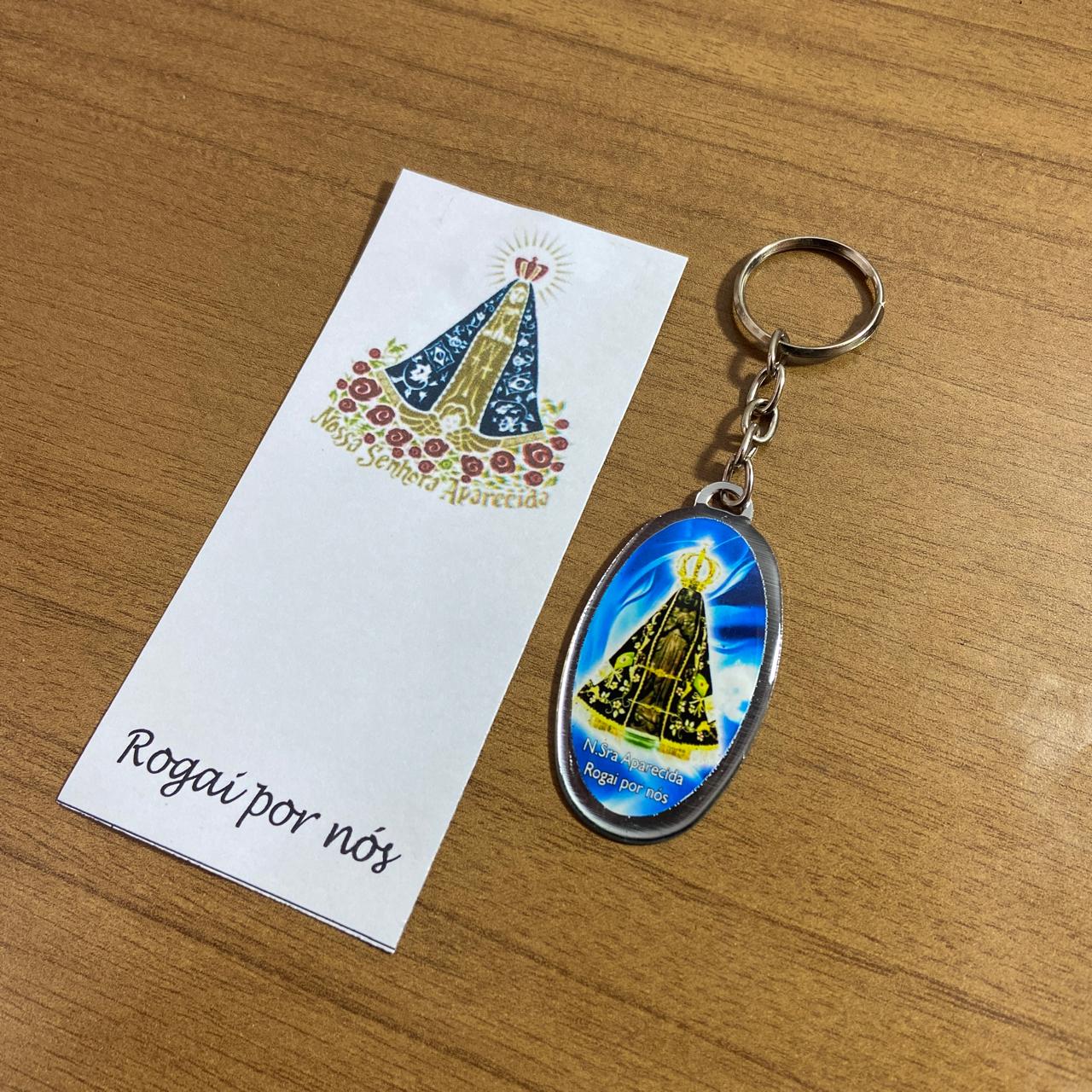 CHAVEIRO METAL OVAL RESINADO NOSSA SENHORA APARECIDA (6 UNIDADES)