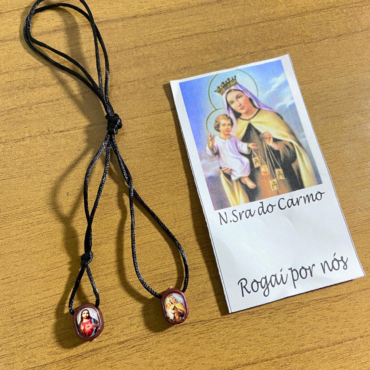ESCAPULÁRIO CORDINHA SAGRADO CORAÇÃO DE JESUS NOSSA SENHORA DO CARMO (1 UNIDADE)