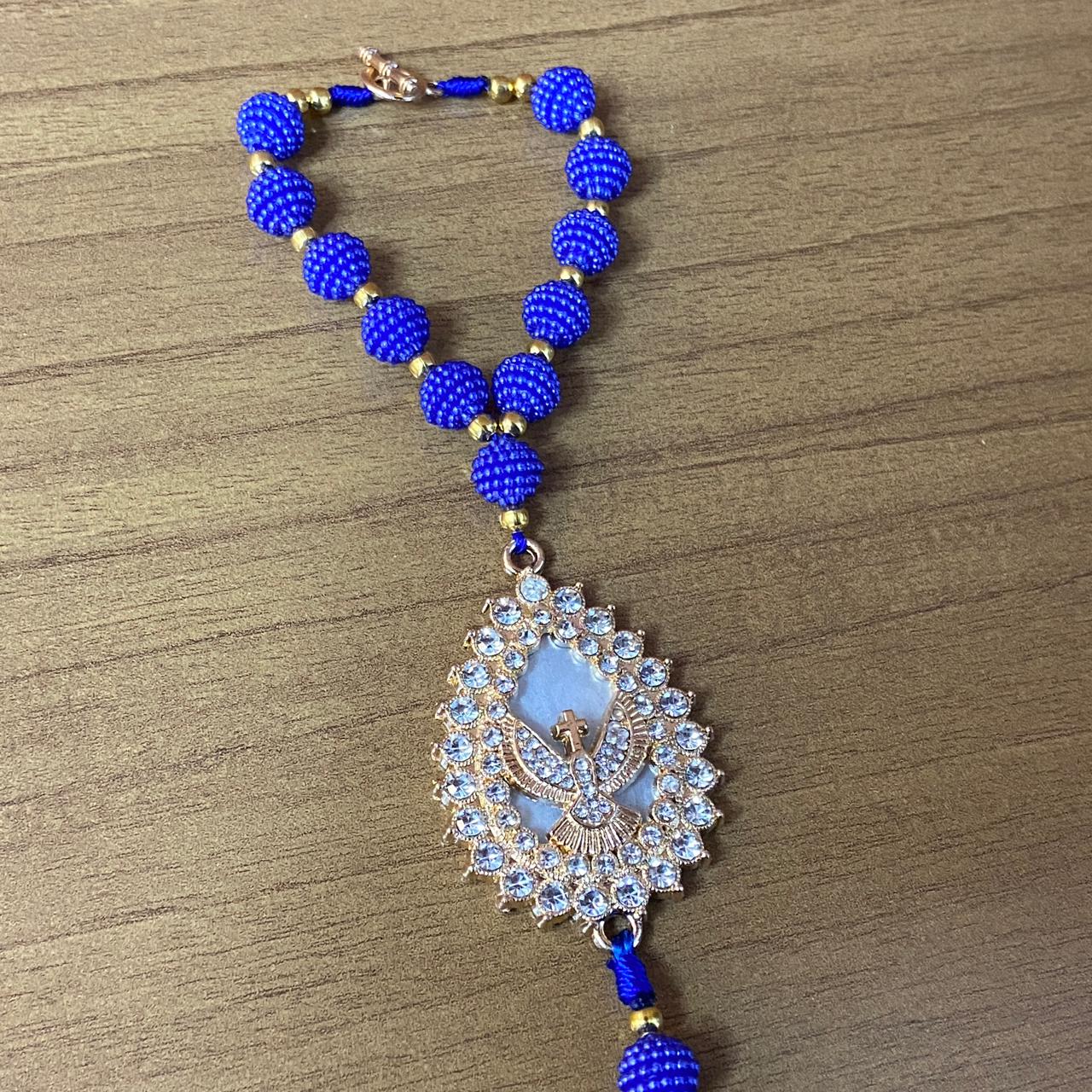 DEZENA PARA CARRO DIVINO ESPÍRITO SANTO AMORA AZUL MOD1 10MM (3 UNIDADES)