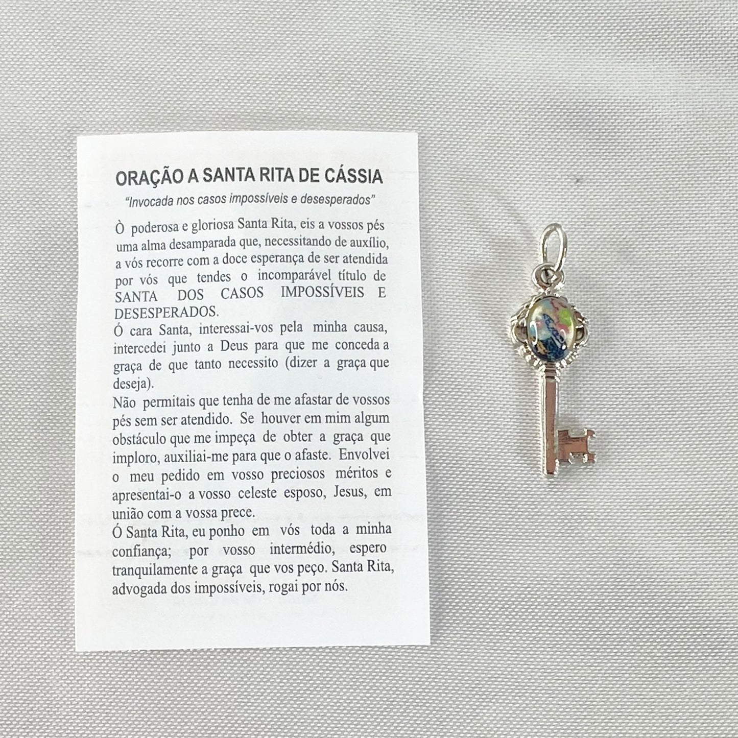 CHAVE MEDALHA PÍCOLA SANTA RITA DE CÁSSIA (12 UNIDADES)