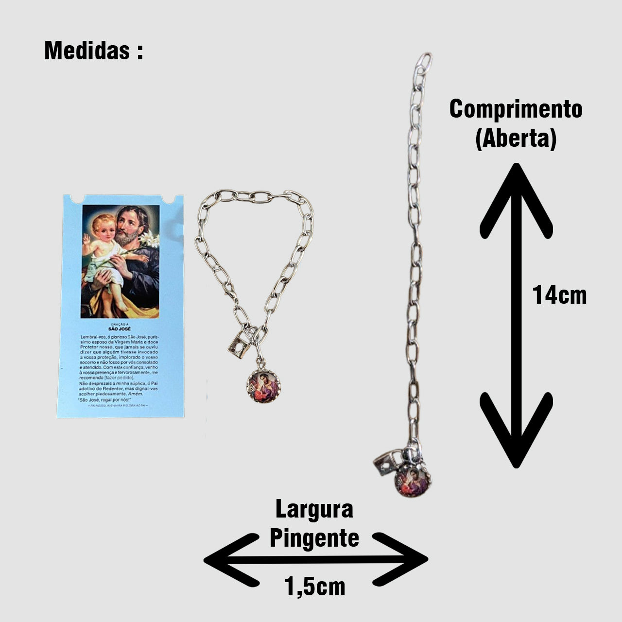 PULSEIRA CADEADO SANTA TERESINHA (3 UNIDADES)