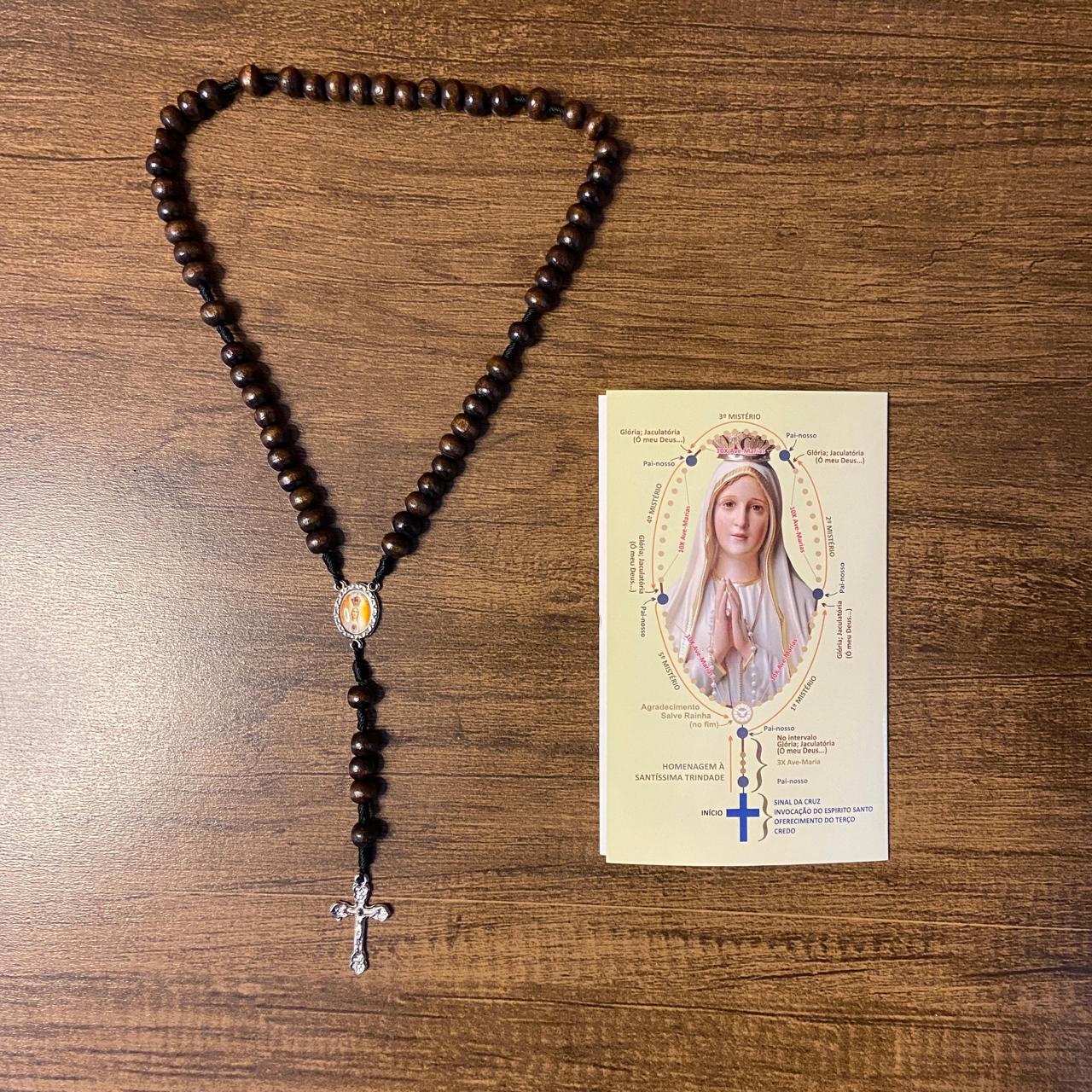 TERÇO DE MADEIRA NOSSA SENHORA DE FÁTIMA 8MM (1 UNIDADE)