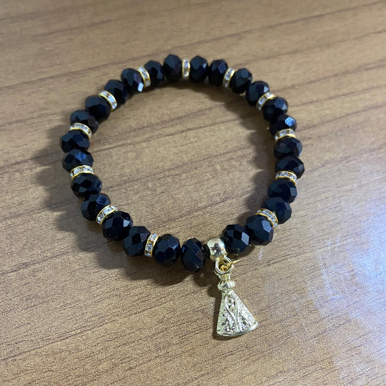 PULSEIRA CRISTAL PRETO NOSSA SENHORA APARECIDA (06 UNIDADES)