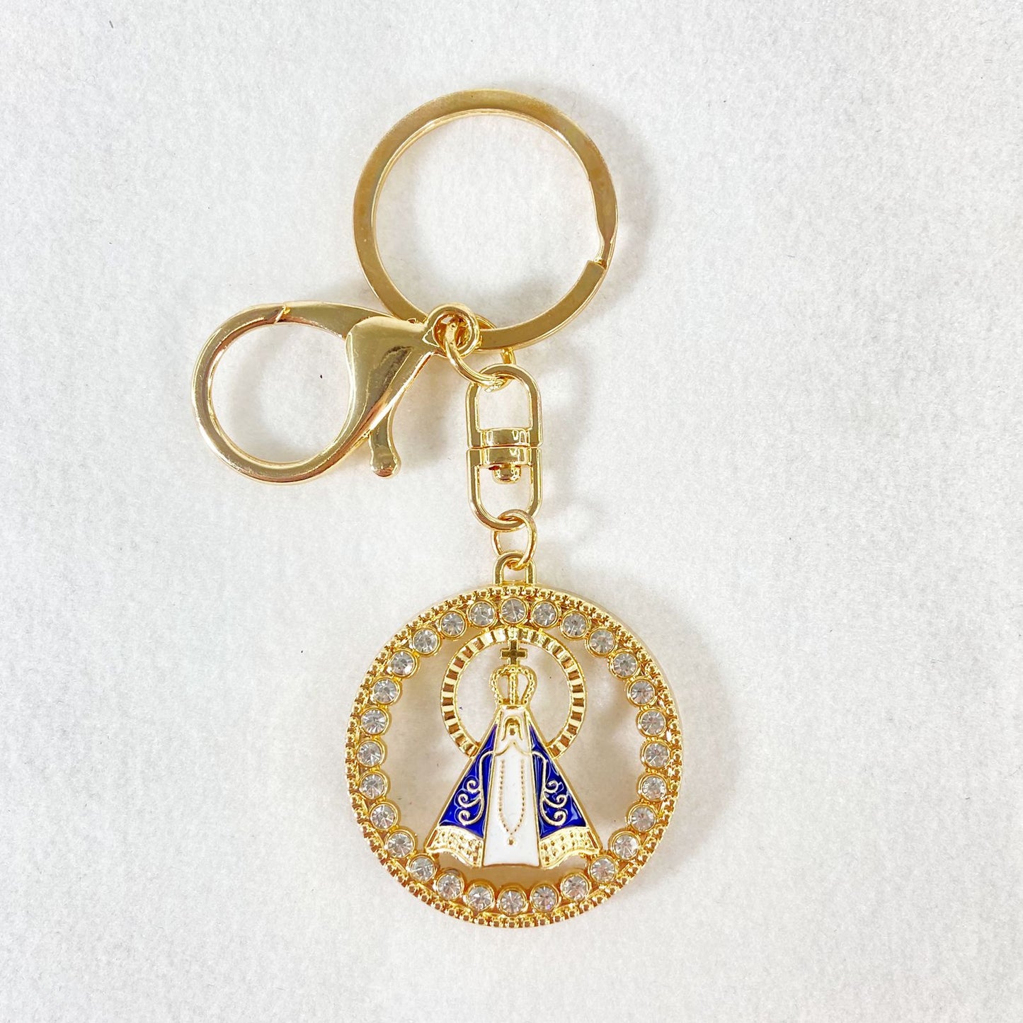 CHAVEIRO LUXO NOSSA SENHORA APARECIDA REDONDO COM STRASS (6 UNIDADES)