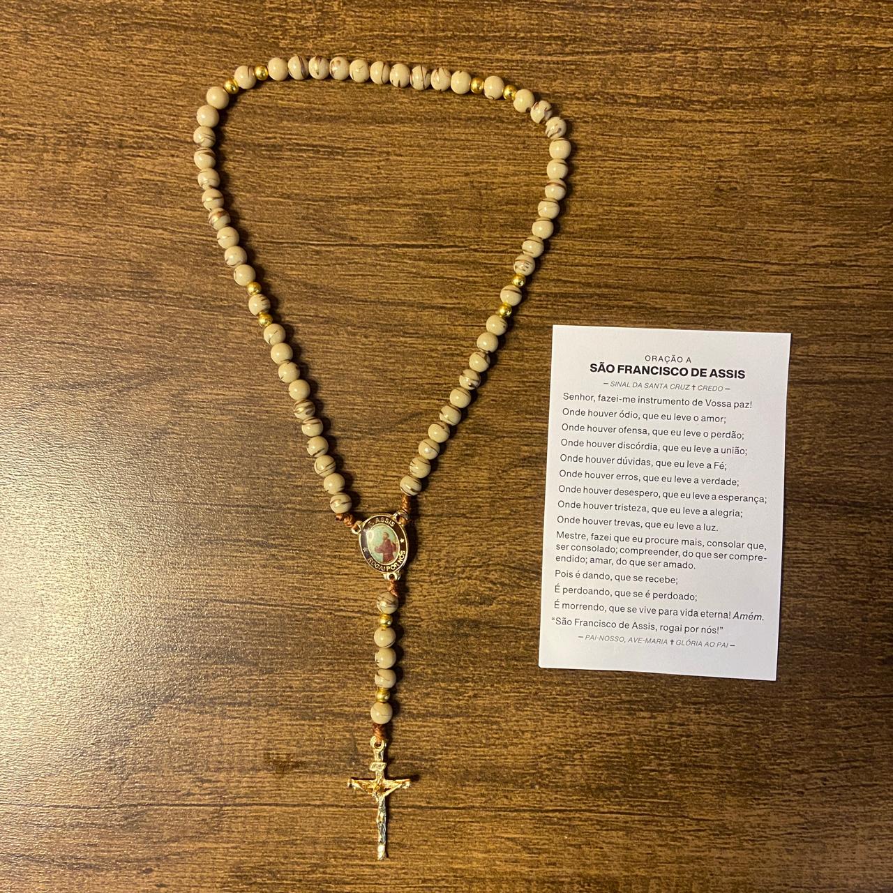 TERÇO PÉROLA MARROM SÃO FRANCISCO 6MM (1 UNIDADE)