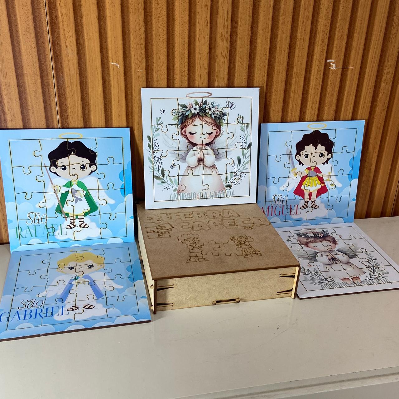 KIT QUEBRA CABEÇA INFANTIL MDF ANJOS (5 UNIDADE)