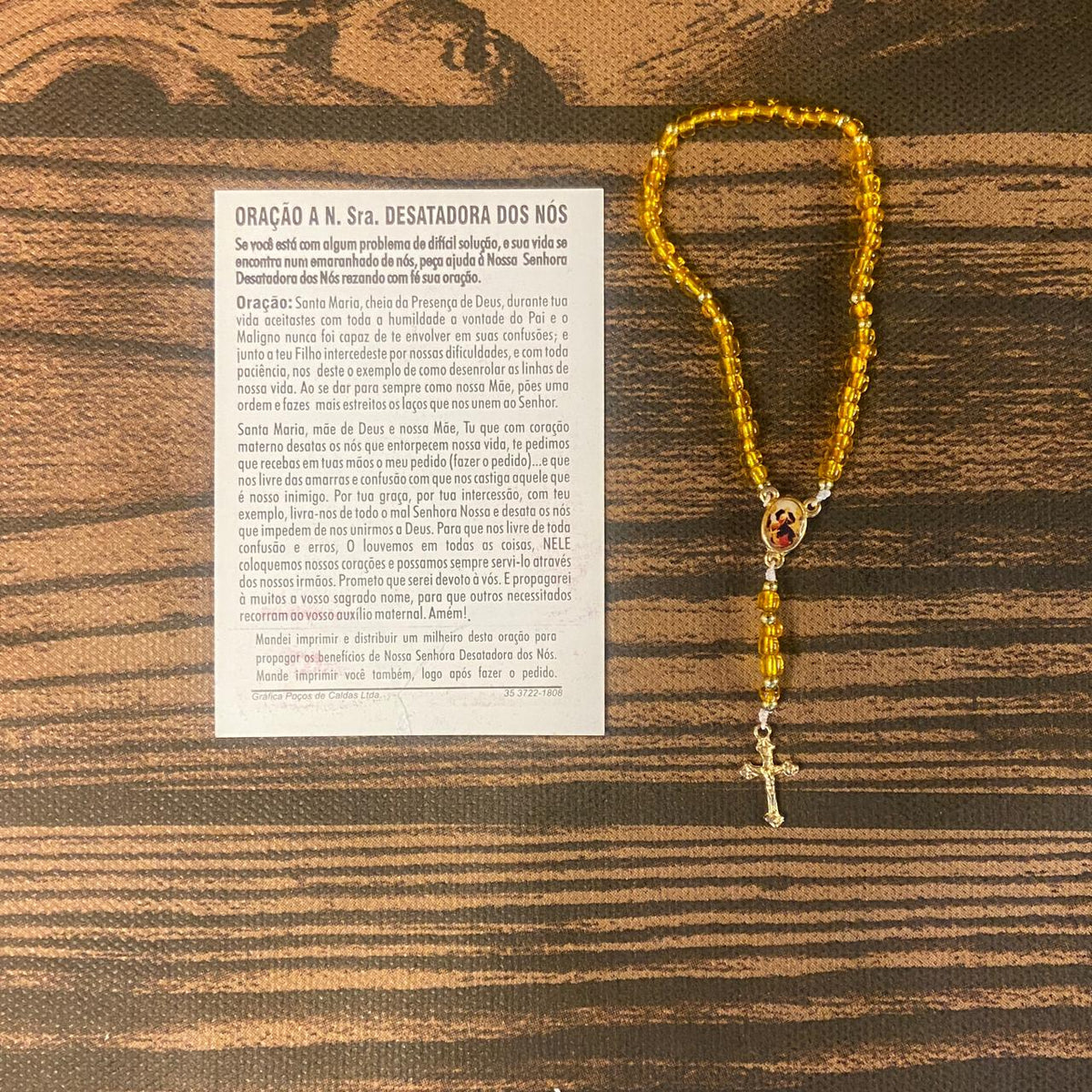 TERÇO MIÇANGA NOSSA SENHORA DESATADORA DOS NÓS 4MM (1UNIDADE)
