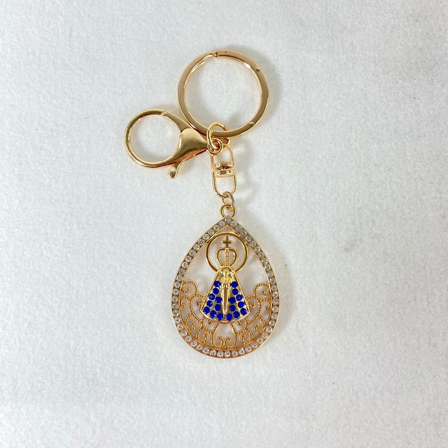 CHAVEIRO LUXO NOSSA SENHORA APARECIDA GOTA COM STRASS MOD2 (6 UNIDADES)