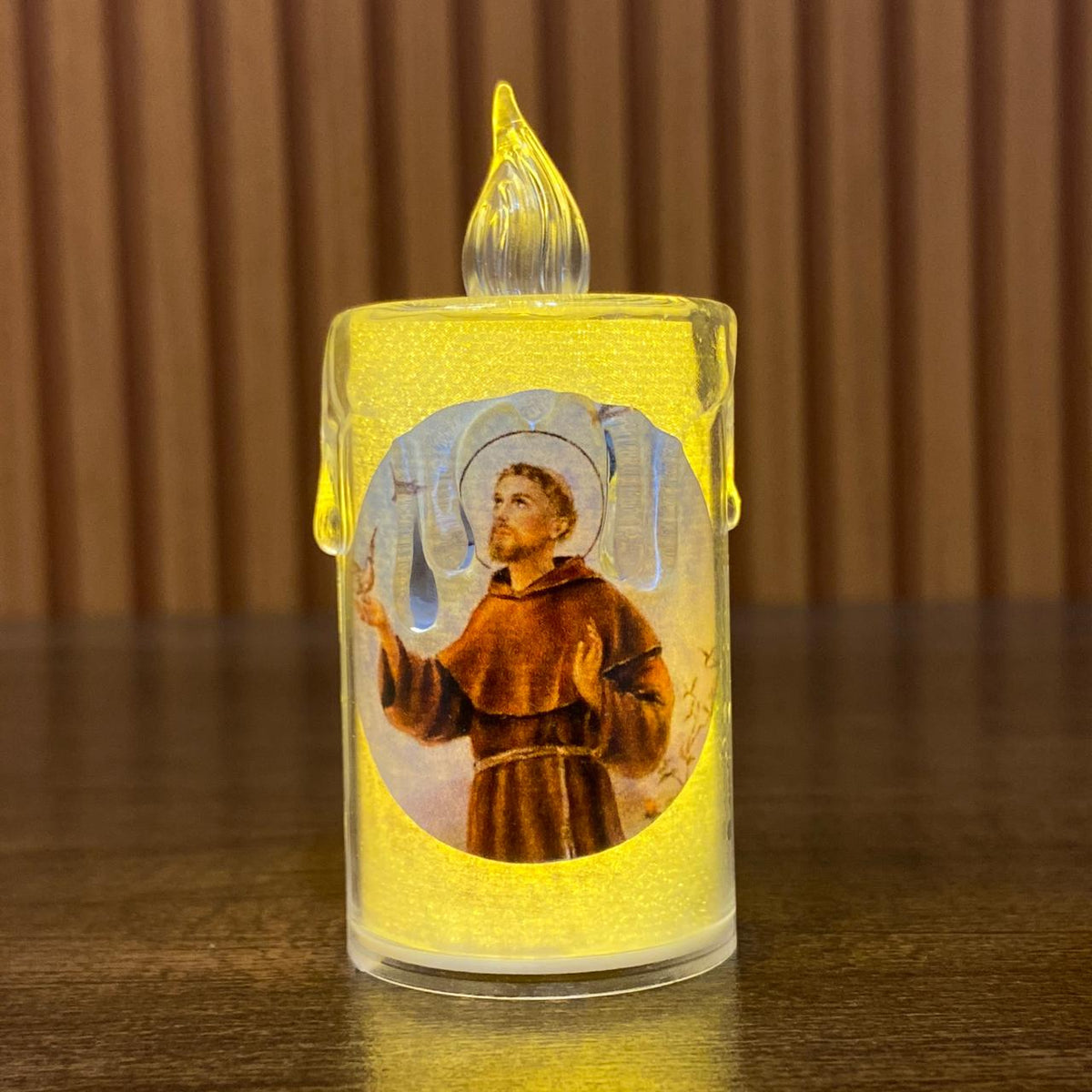 VELA ELETRÔNICA TRANSPARENTE SÃO FRANCISCO 08CM ( 3 UNIDADES)