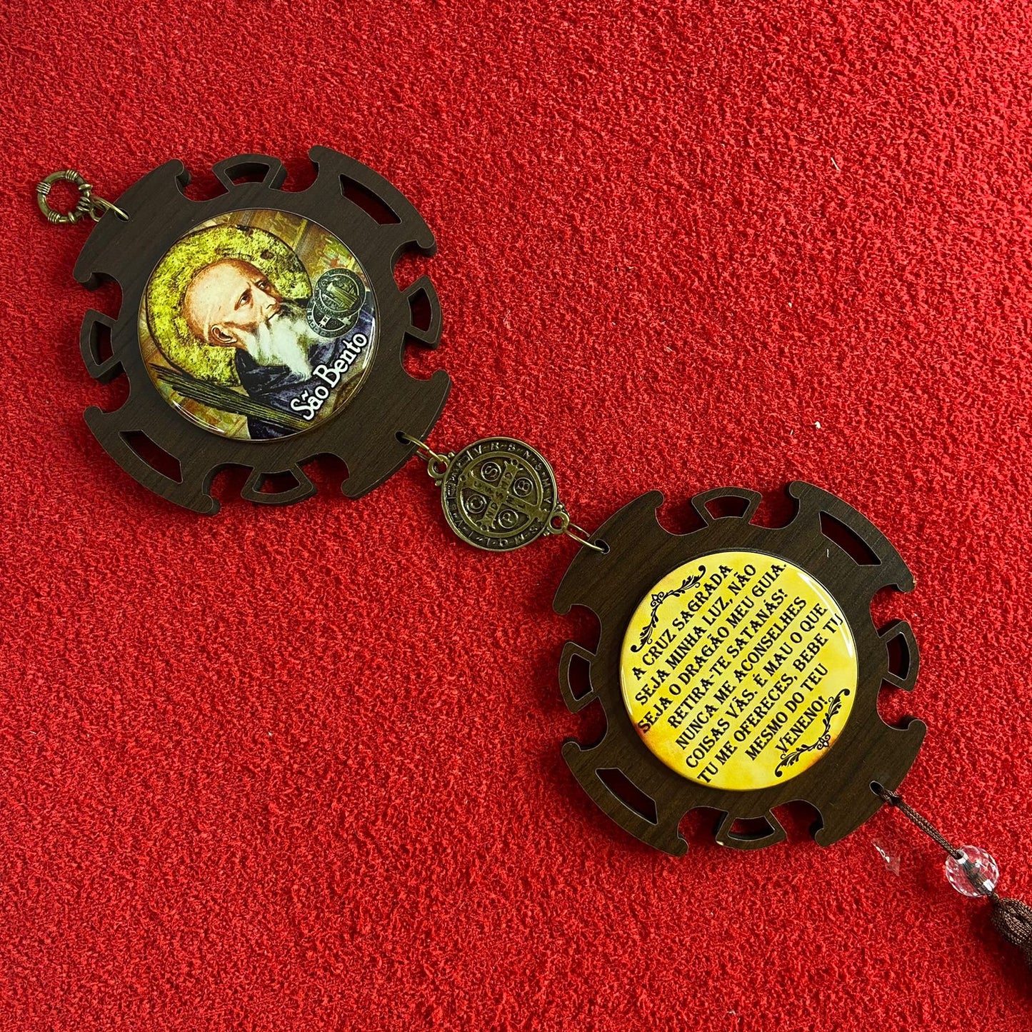 ADORNO DUPLO SÃO BENTO COM MEDALHA (1 UNIDADE)