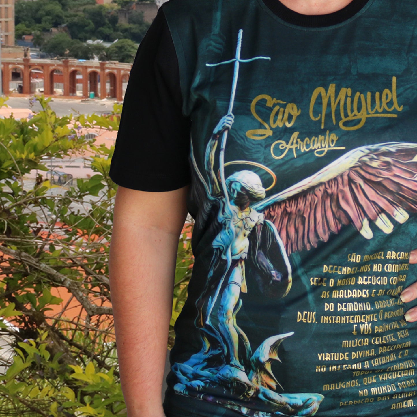 CAMISETA PRETA MOD 3 SÃO MIGUEL ARCANJO TAMANHO PP (1 UNIDADE)