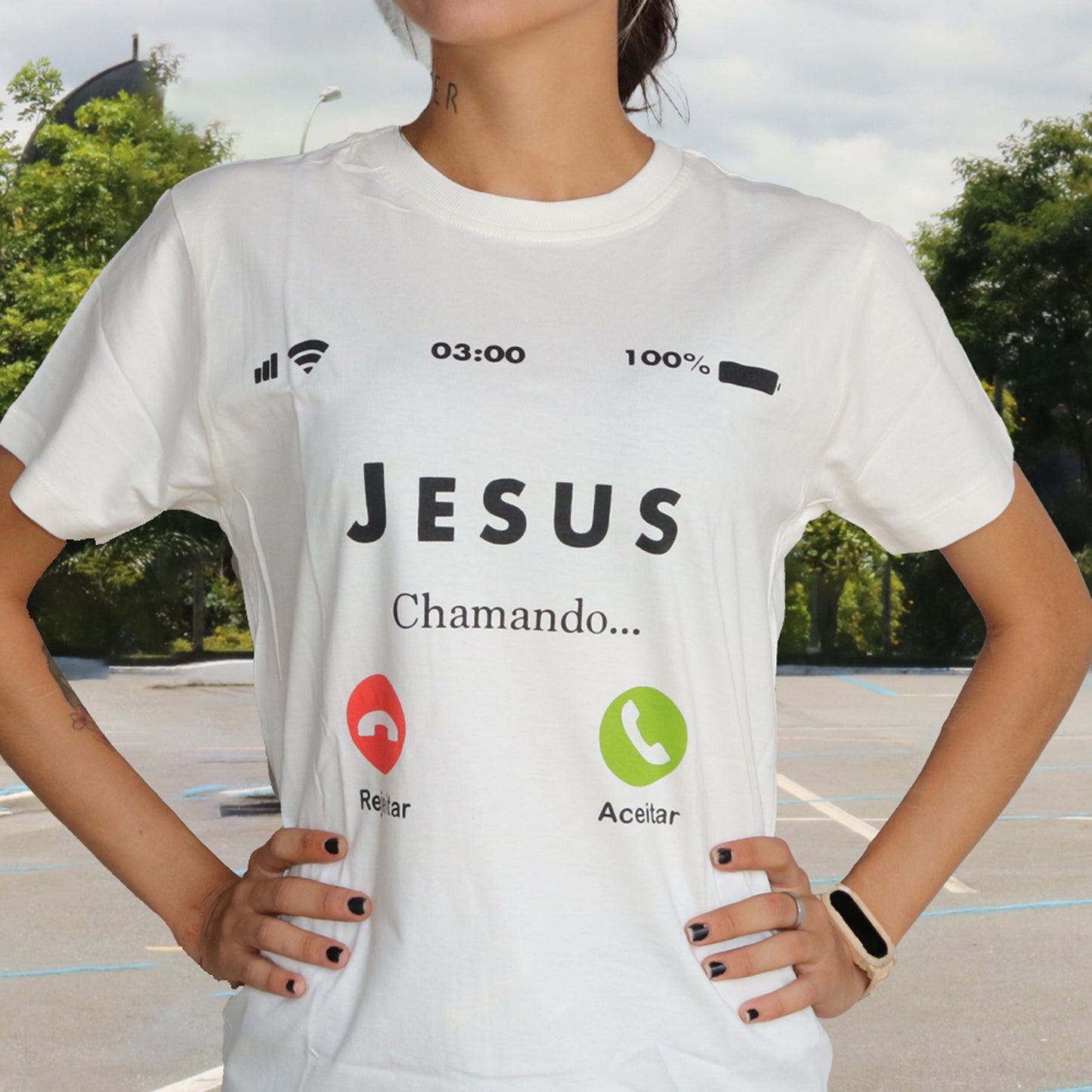 CAMISETA BEGE JESUS CHAMANDO TAMANHO GG (1 UNIDADE)