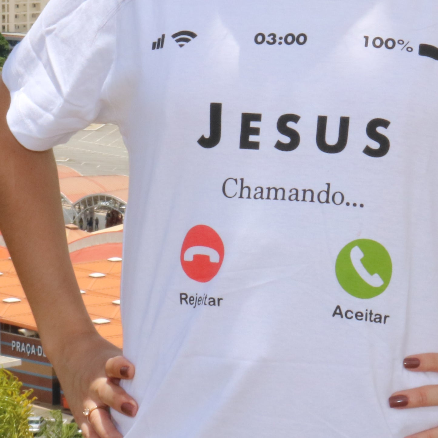 CAMISETA BRANCA JESUS CHAMANDO TAMANHO GG (1 UNIDADE)