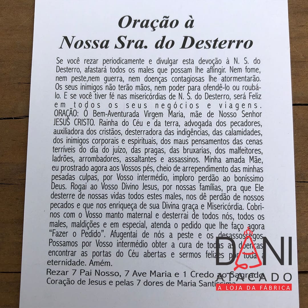 FOLHETO DE ORAÇÃO NOSSA SENHORA DO DESTERRO (300 UNIDADES)